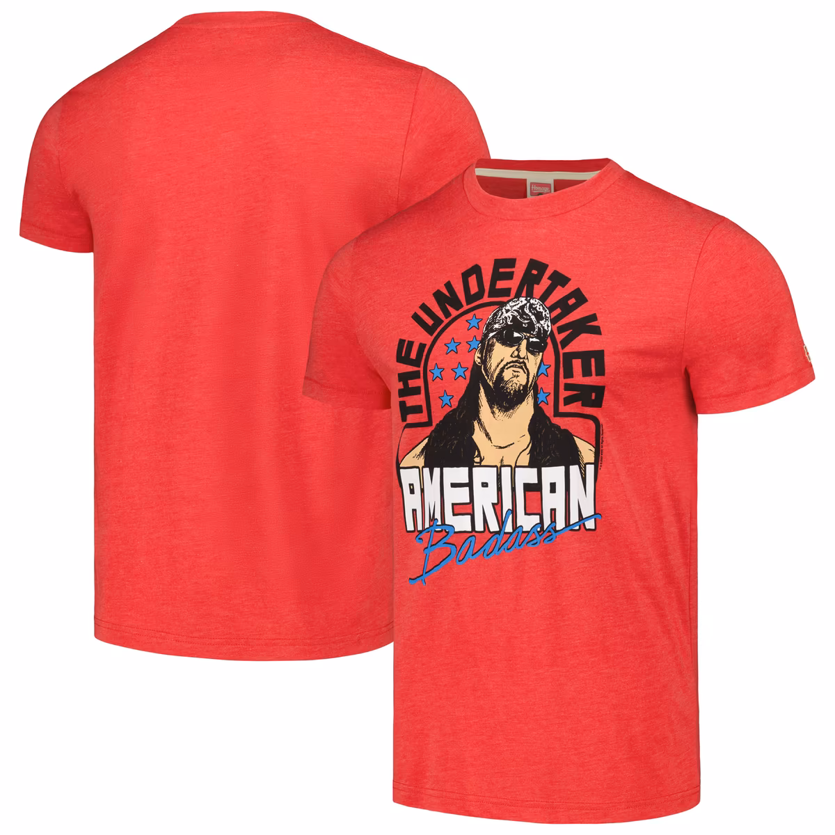 Men's Homage Heather Red The Undertaker American Badass Tri-Blend T-Shirt 1 Men's Homage Heather Red The Undertaker American Badass Tri-Blend T-Shirt