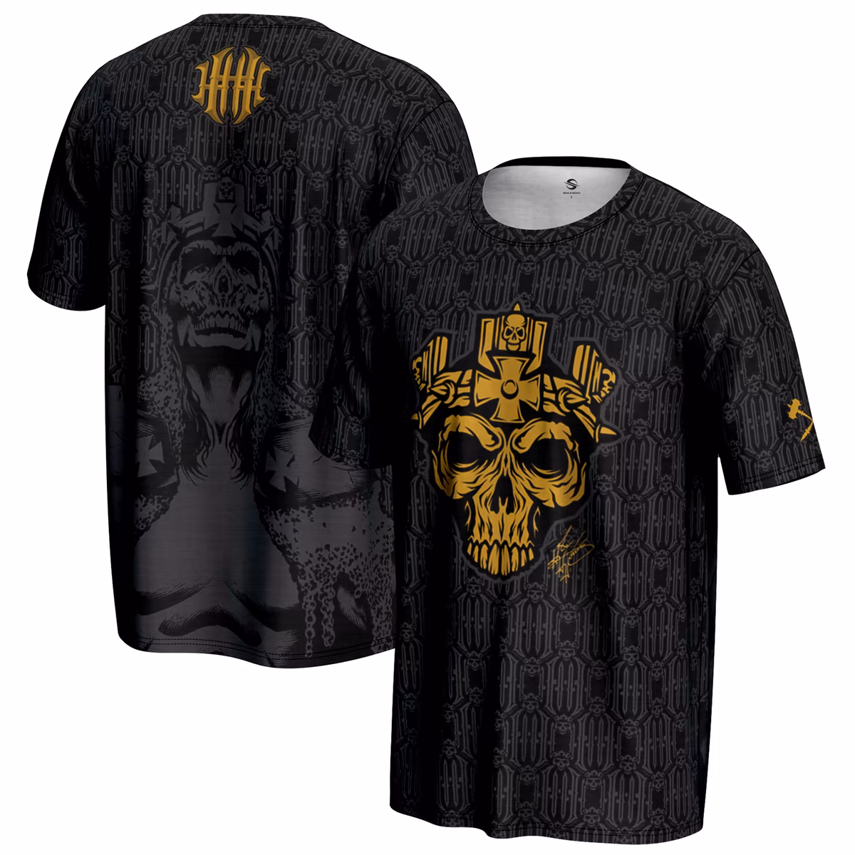Men's ProSphere Black Triple H Gold Skull King T-Shirt 1 Men's ProSphere Black Triple H Gold Skull King T-Shirt