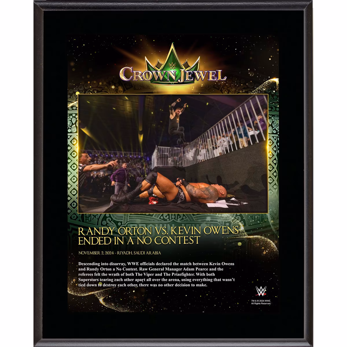 Randy Orton & Kevin Owens WWE 10.5" x 13" 2024 Crown Jewel Sublimated Plaque