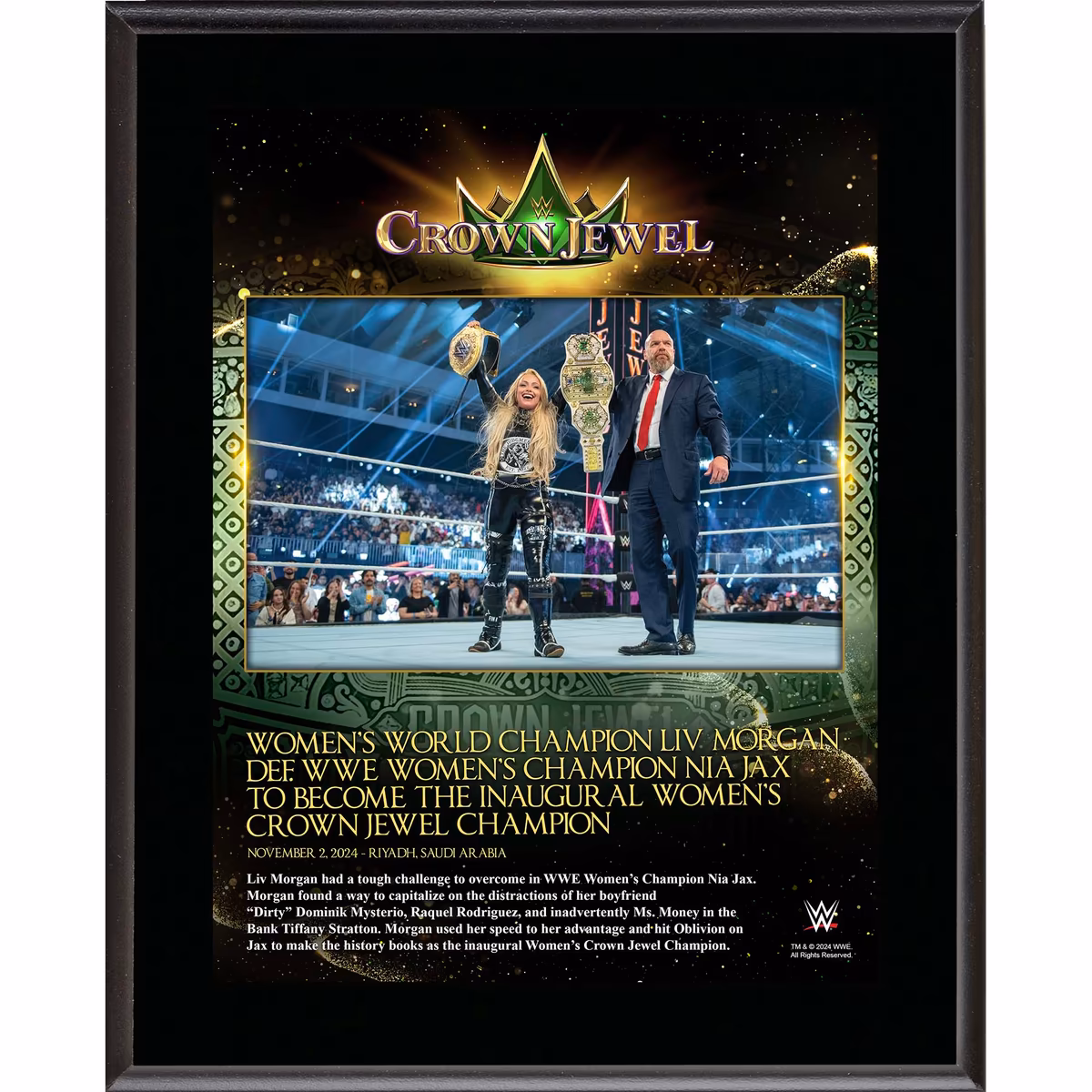 Liv Morgan WWE 10.5" x 13" 2024 Crown Jewel Sublimated Plaque