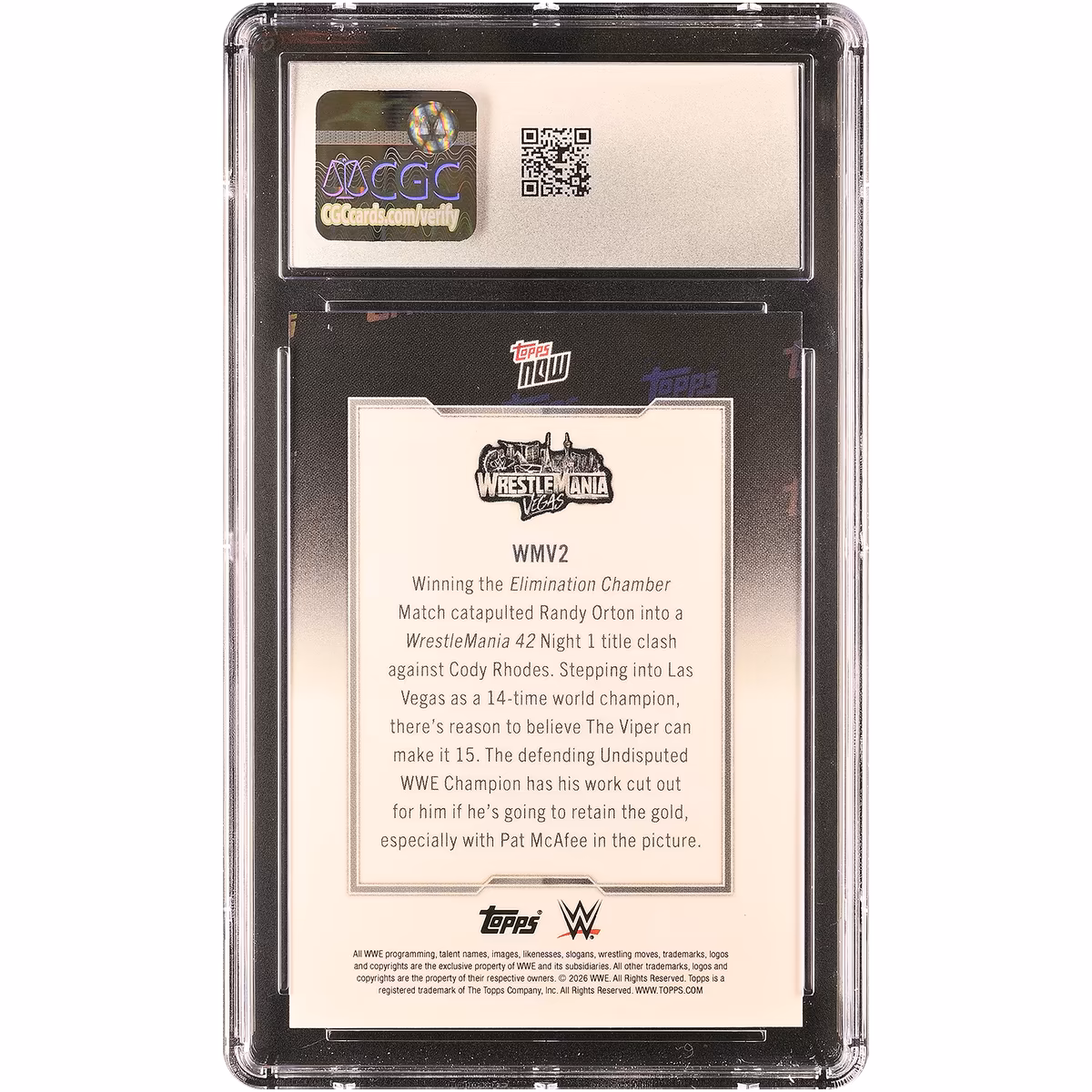 Cody Rhodes & Randy Orton WWE 2026 Topps Now WWE WrestleMania 42 #WMV2 CGC Authenticated GEM MINT 10 Card 3 Cody Rhodes & Randy Orton WWE 2026 Topps Now WWE WrestleMania 42 #WMV2 CGC Authenticated GEM MINT 10 Card