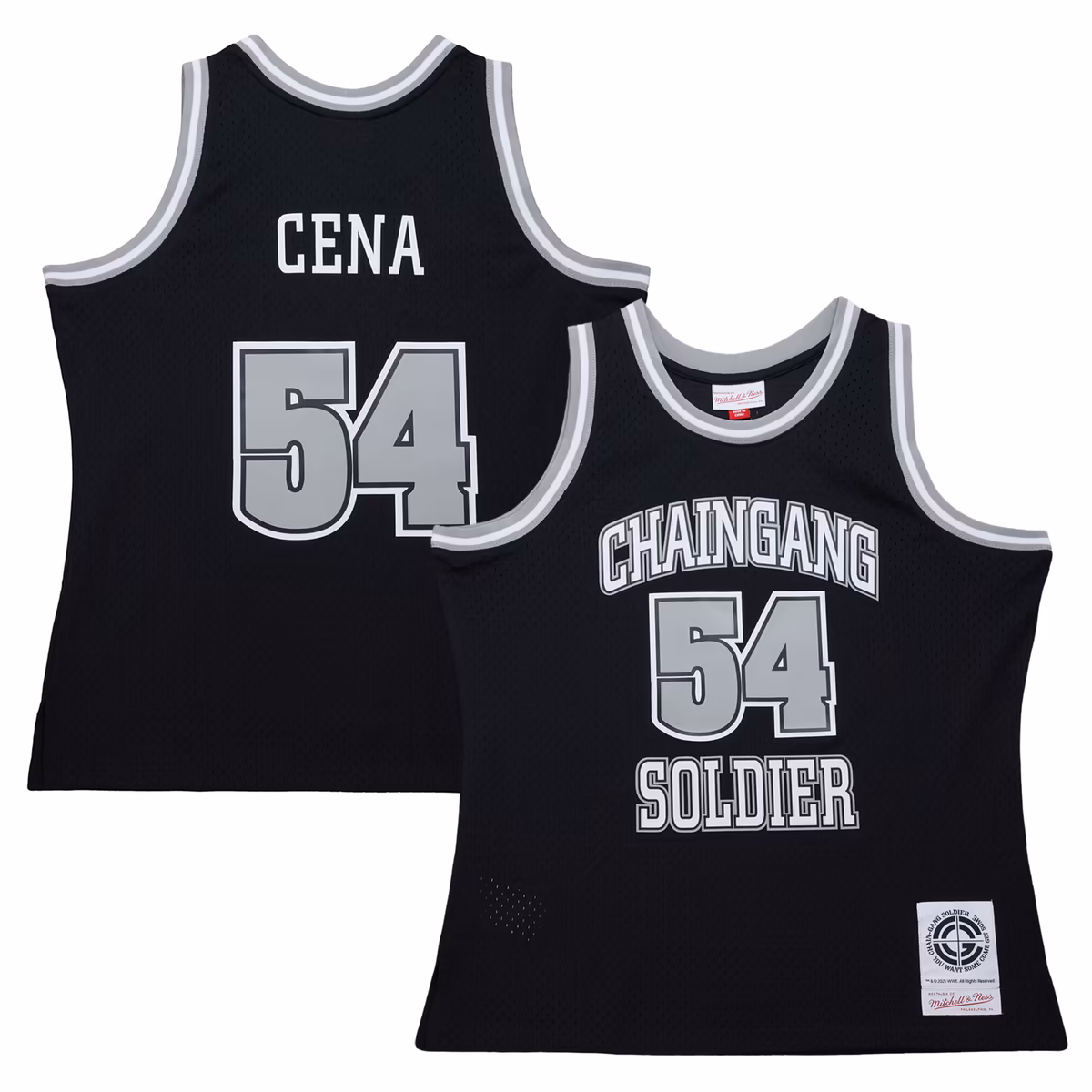 Men's Mitchell & Ness Black John Cena Gang Soldier Basketball Jersey 3 Men's Mitchell & Ness Black John Cena Gang Soldier Basketball Jersey