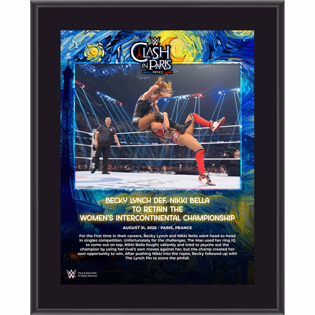 Becky Lynch WWE 10.5" x 13" 2025 Clash In Paris Sublimated Plaque 13 Becky Lynch WWE 10.5" x 13" 2025 Clash In Paris Sublimated Plaque