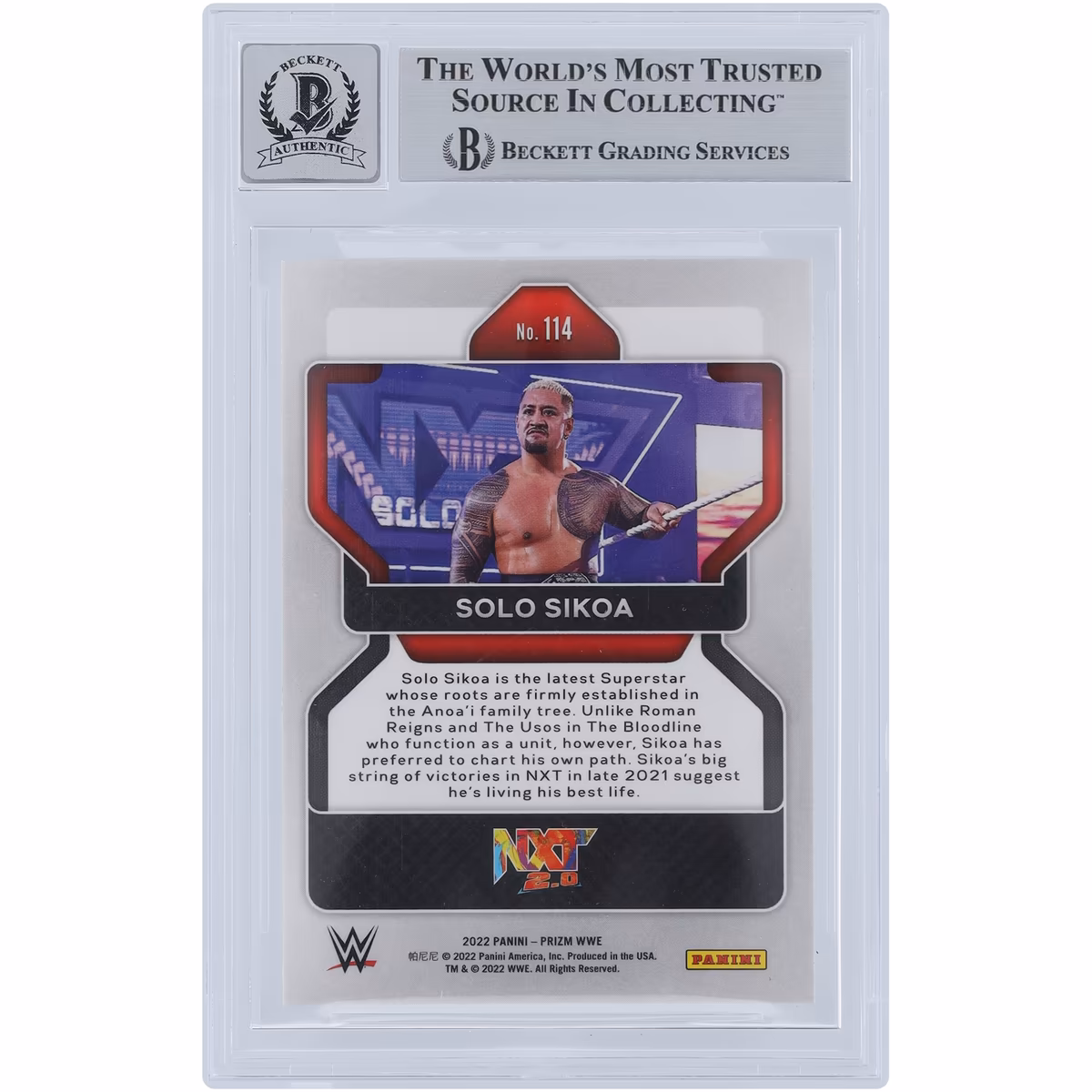 Solo Sikoa WWE Autographed 2022 Panini Prizm #114 Beckett Fanatics Witnessed Authenticated 10 Rookie Card 3 Solo Sikoa WWE Autographed 2022 Panini Prizm #114 Beckett Fanatics Witnessed Authenticated 10 Rookie Card