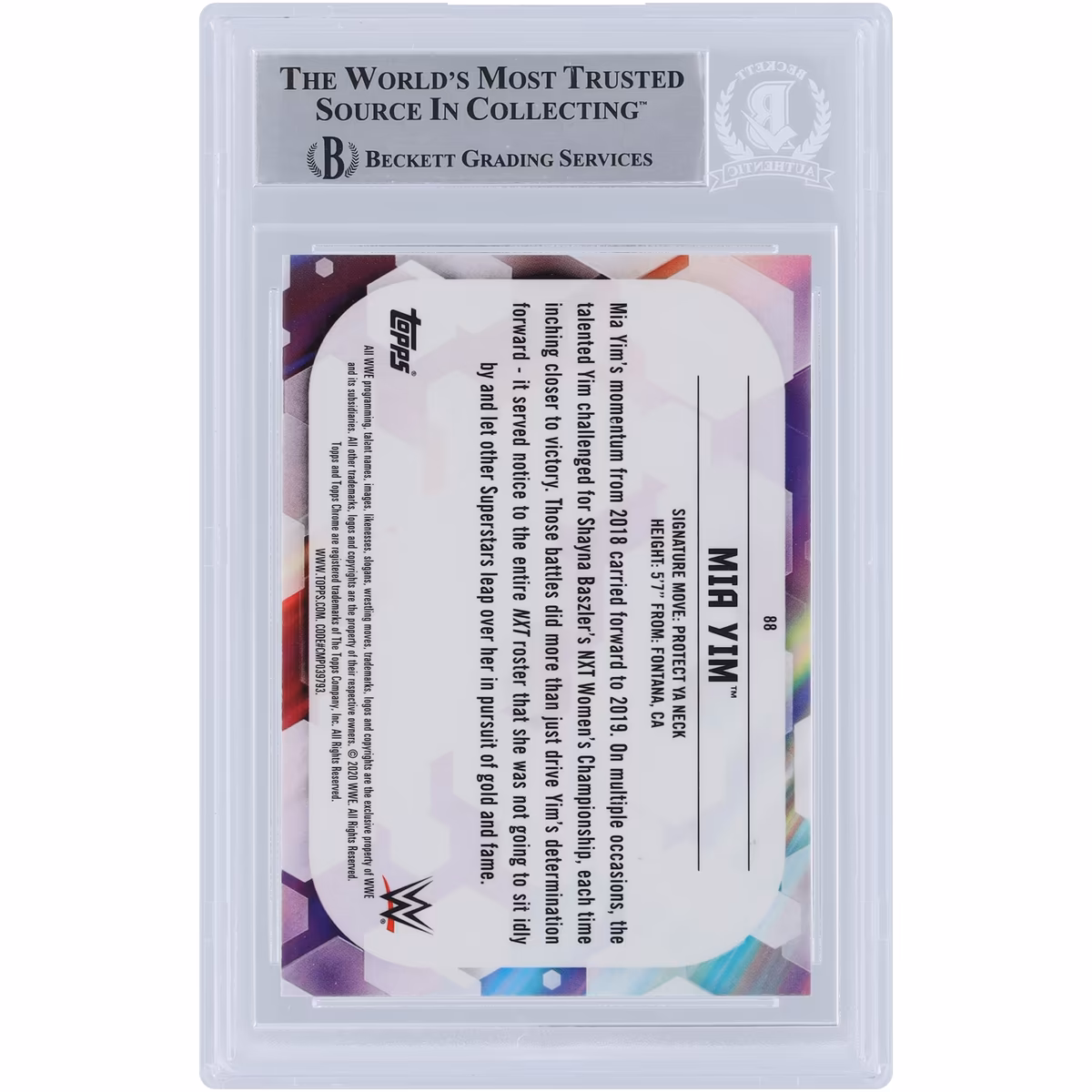 Michin WWE Autographed 2020 Topps Chrome #88 Beckett Fanatics Witnessed Authenticated Card 3 Michin WWE Autographed 2020 Topps Chrome #88 Beckett Fanatics Witnessed Authenticated Card