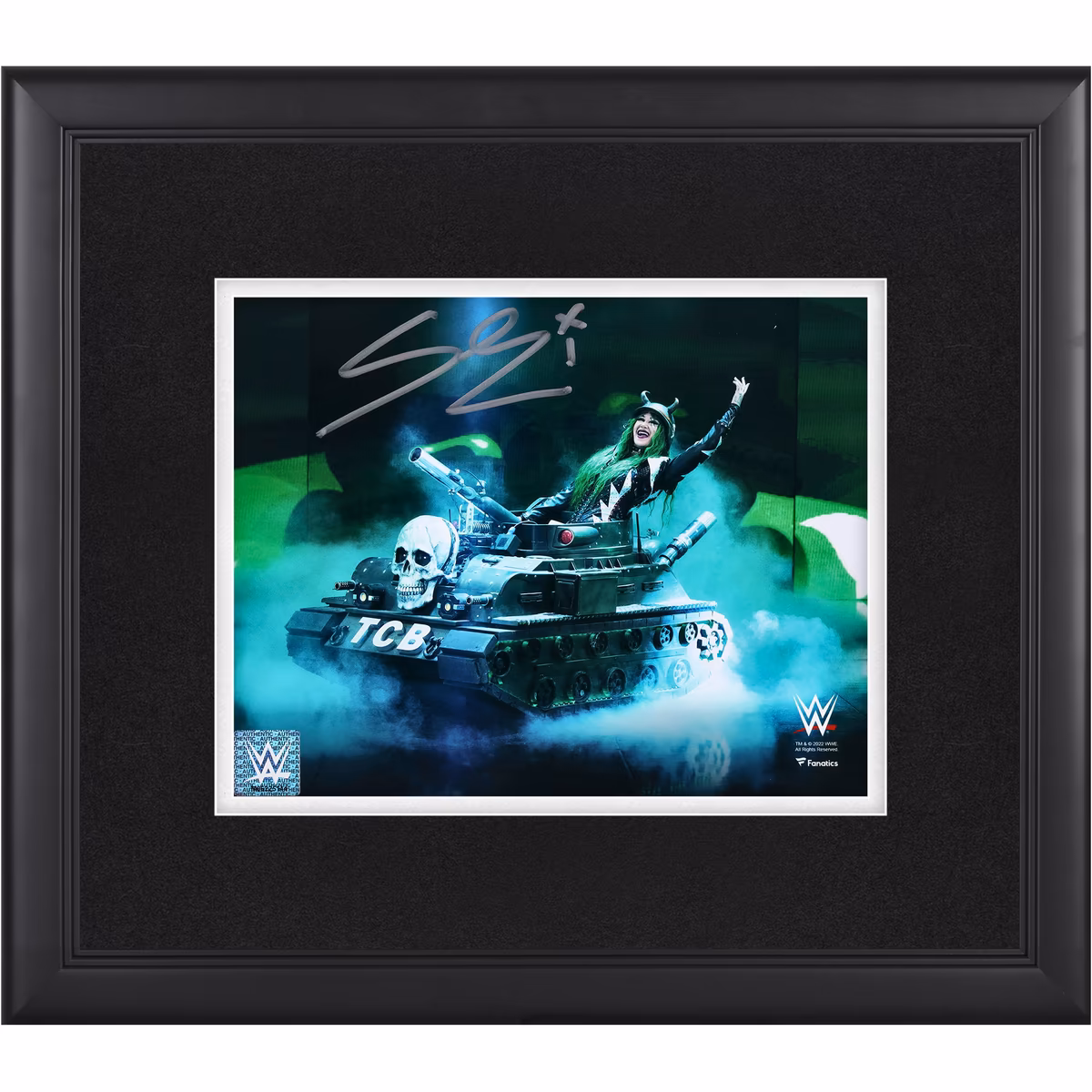 Shotzi Blackheart WWE Autographed Framed 8" x 10" Riding TCB Tank Photograph 1 Shotzi Blackheart WWE Autographed Framed 8" x 10" Riding TCB Tank Photograph