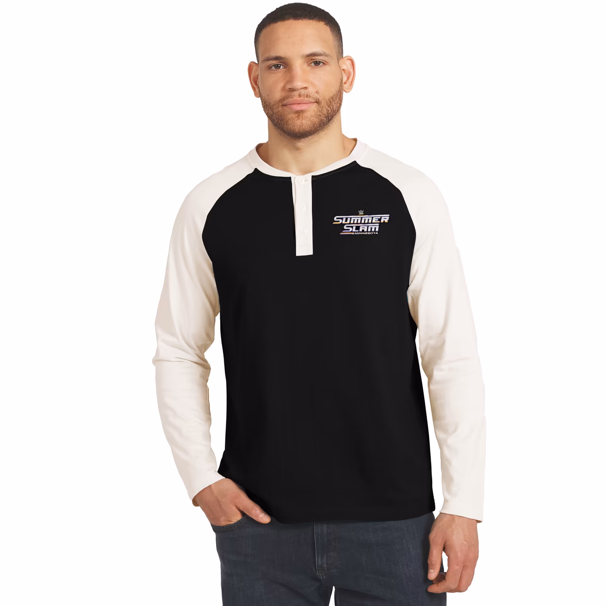 Men's Darius Rucker Collection by Fanatics Black SummerSlam 2026 Long Sleeve Henley T-Shirt