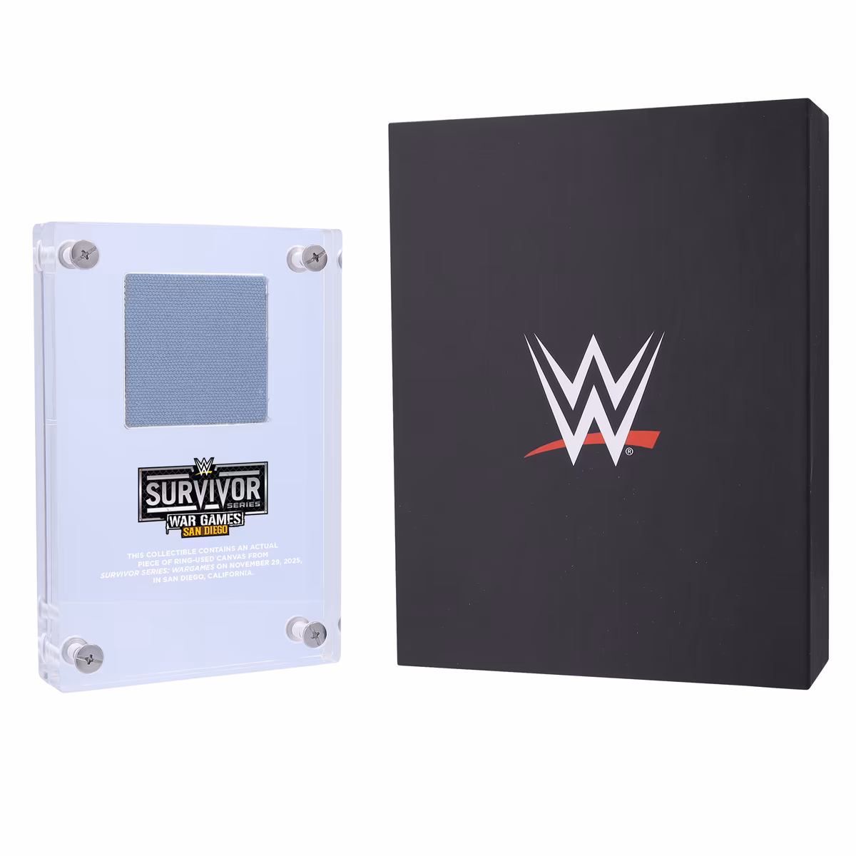2025 WWE Survivor Series Acrylic Display Case with Match-Used Canvas 1 2025 WWE Survivor Series Acrylic Display Case with Match-Used Canvas