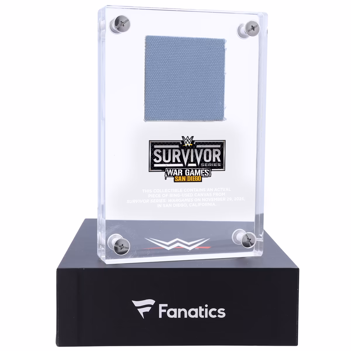 2025 WWE Survivor Series Acrylic Display Case with Match-Used Canvas 4 2025 WWE Survivor Series Acrylic Display Case with Match-Used Canvas