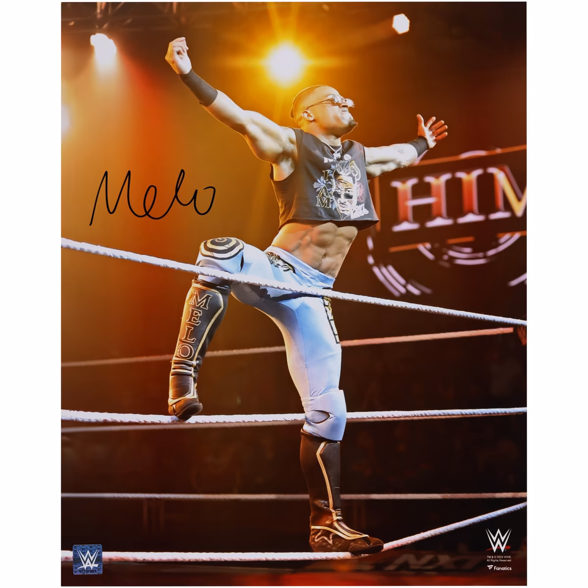 Carmelo Hayes WWE Autographed 16" x 20" Entrance On Ropes Photograph