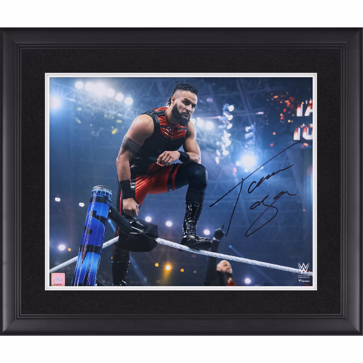 Tama Tonga WWE Autographed Framed 16" x 20" Standing On Top Rope Photograph
