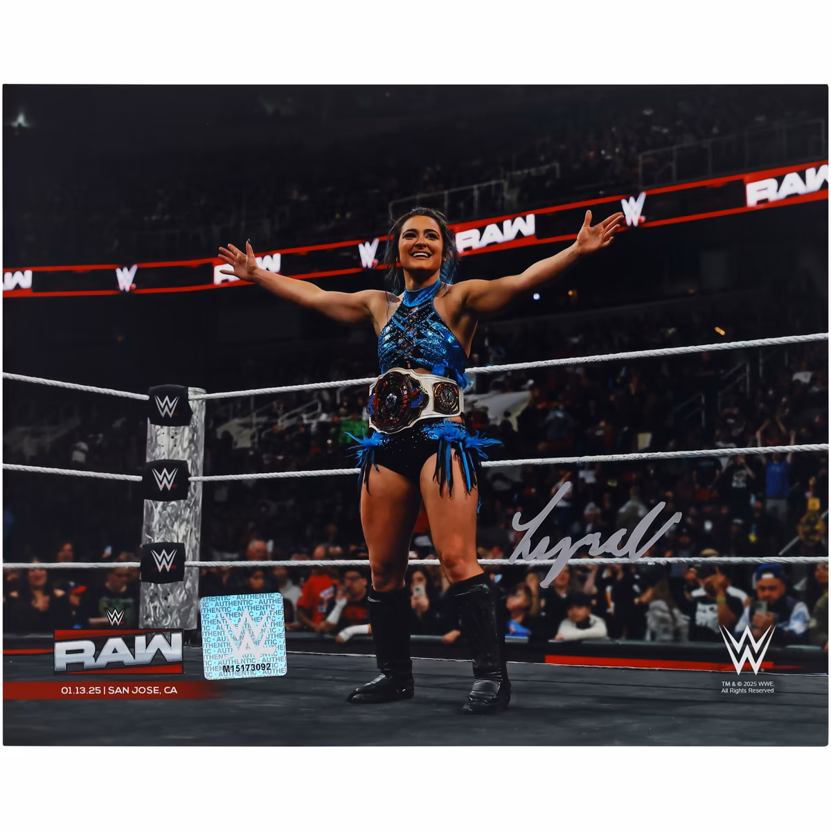 Lyra Valkyria WWE Autographed 8" x 10" In Ring Pose with Title Photograph