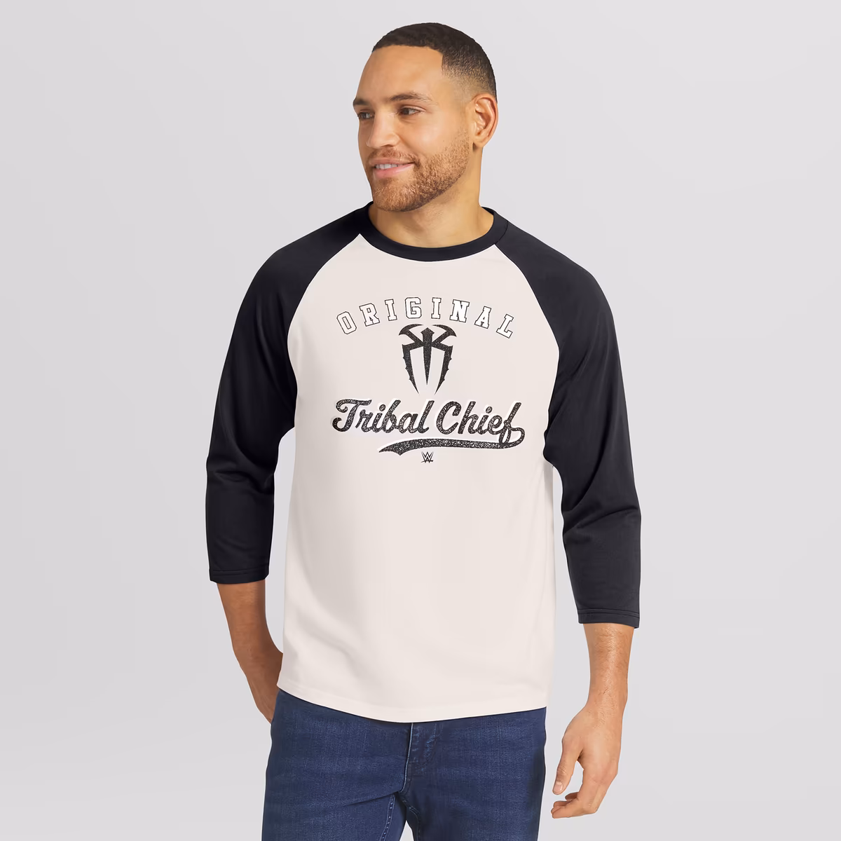 Men's Darius Rucker Collection by Fanatics White/Black Roman Reigns 3/4 Sleeve Raglan T-Shirt 2 Men's Darius Rucker Collection by Fanatics White/Black Roman Reigns 3/4 Sleeve Raglan T-Shirt