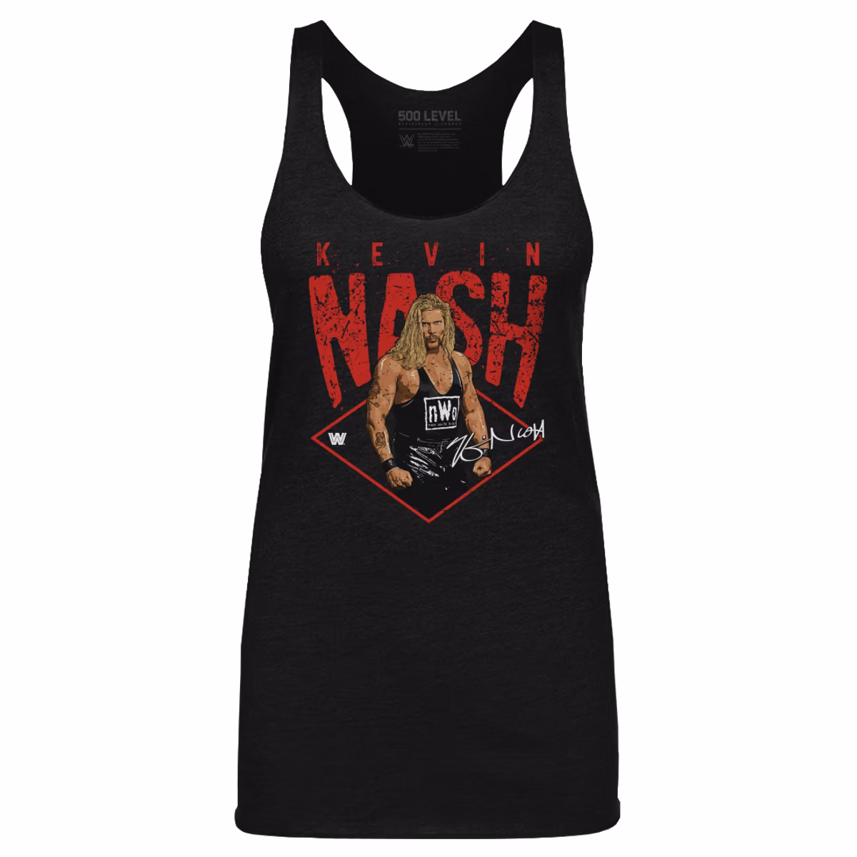 Women's 500 Level Heather Black Kevin Nash Pose Tri-Blend Tank Top 1 Women's 500 Level Heather Black Kevin Nash Pose Tri-Blend Tank Top