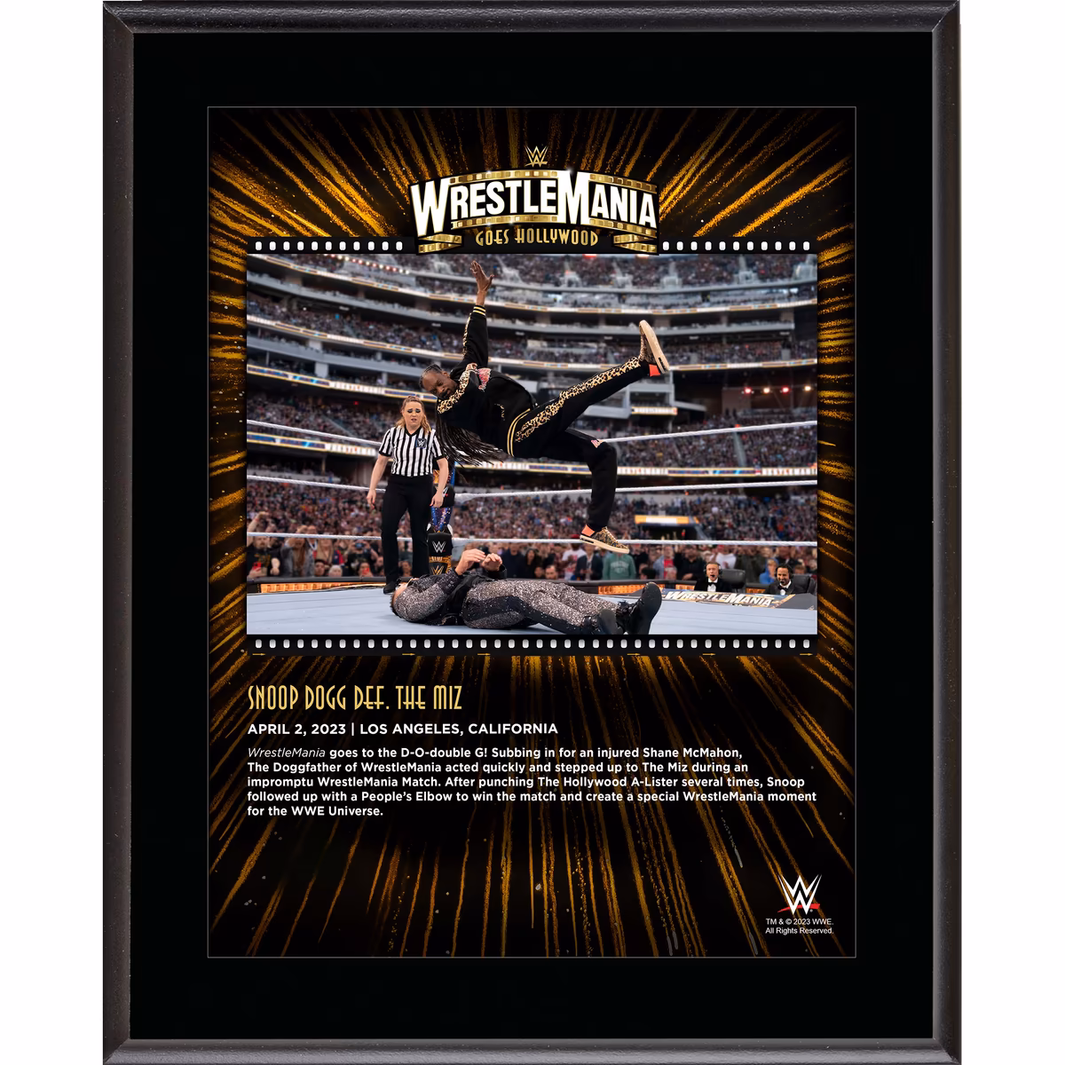 Snoop Dogg WWE 10.5" x 13" 2023 WrestleMania 39 Night 2 Sublimated Plaque