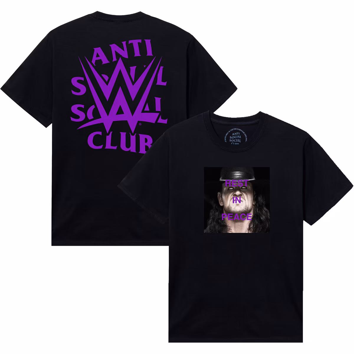 Men's AntiSocialSocialClub x WWE Black The Undertaker Rest In Peace T-Shirt