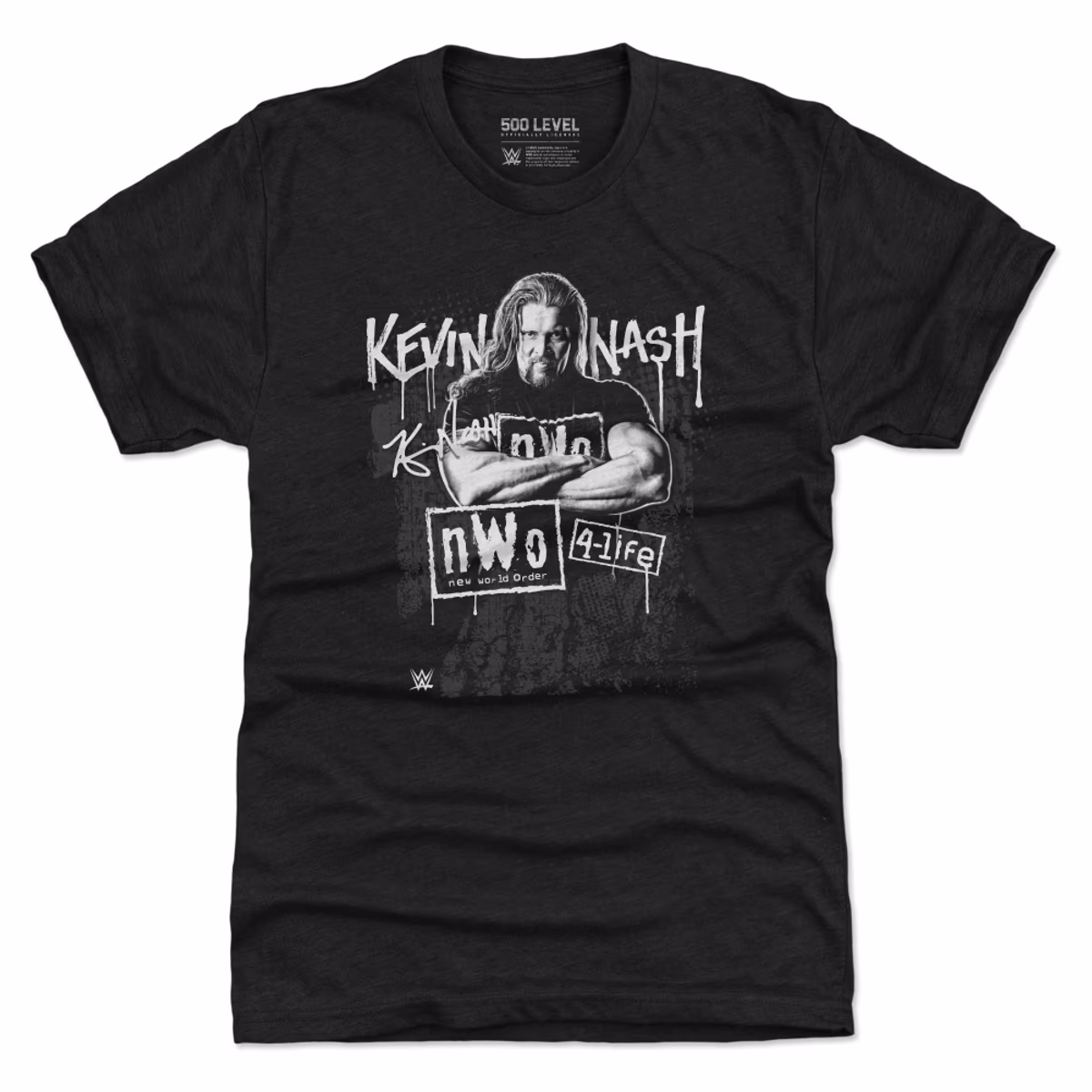 Men's 500 Level Heather Black Kevin Nash Grunge Tri-Blend T-Shirt