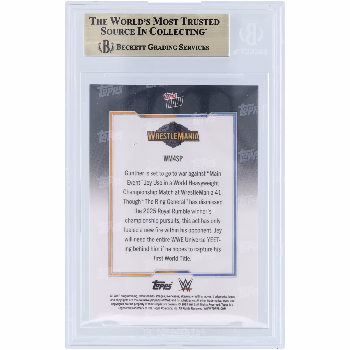 Gunther & Jey Uso WWE 2025 Topps Now Wrestlemania 41 Matchup Poster Rainbow Foil #WM4 BGS Authenticated 9.5 Card 3 Gunther & Jey Uso WWE 2025 Topps Now Wrestlemania 41 Matchup Poster Rainbow Foil #WM4 BGS Authenticated 9.5 Card