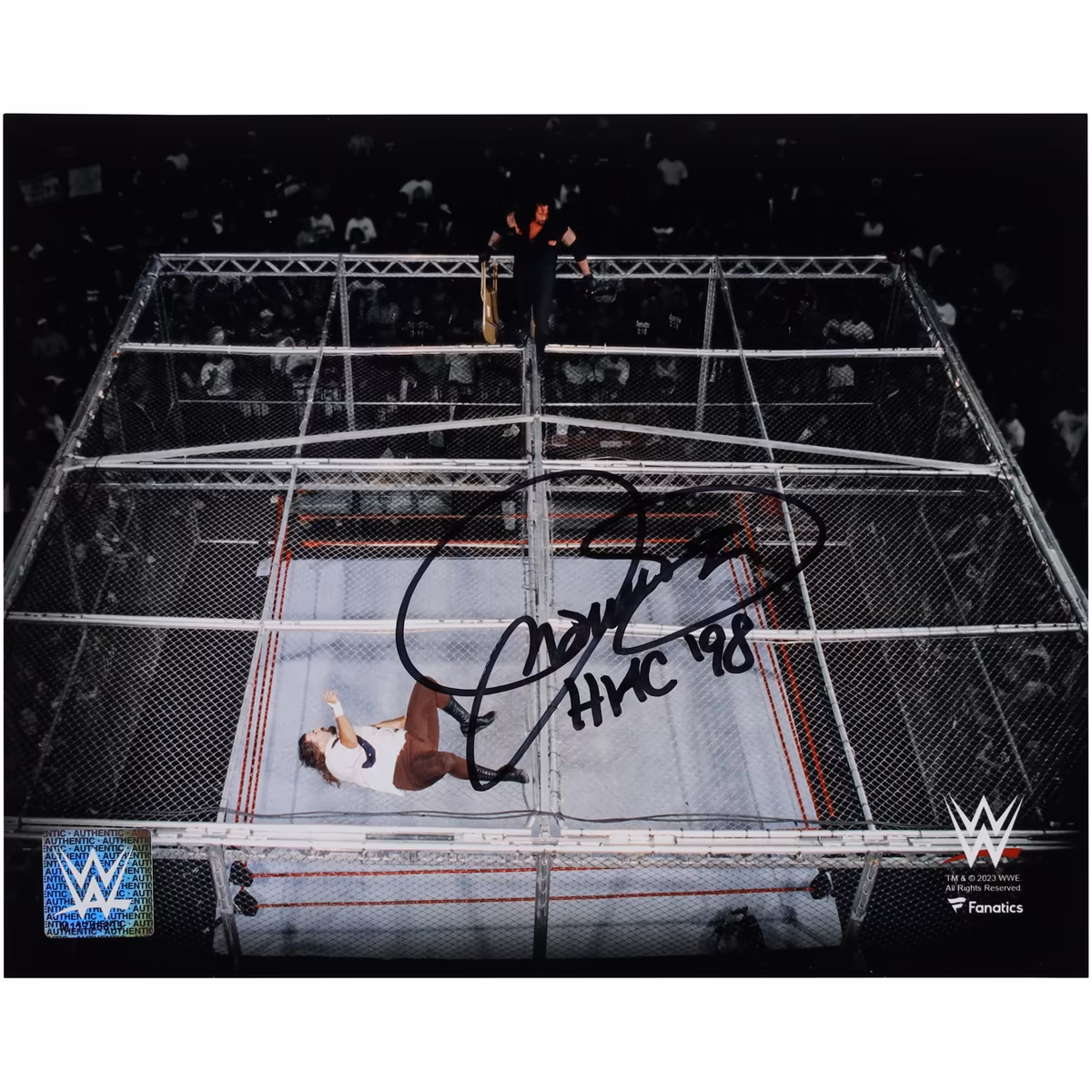 Mick Foley WWE Autographed 8" x 10" Hell In A Cell Photograph with "HIAC '98" Inscription 2 Mick Foley WWE Autographed 8" x 10" Hell In A Cell Photograph with "HIAC '98" Inscription