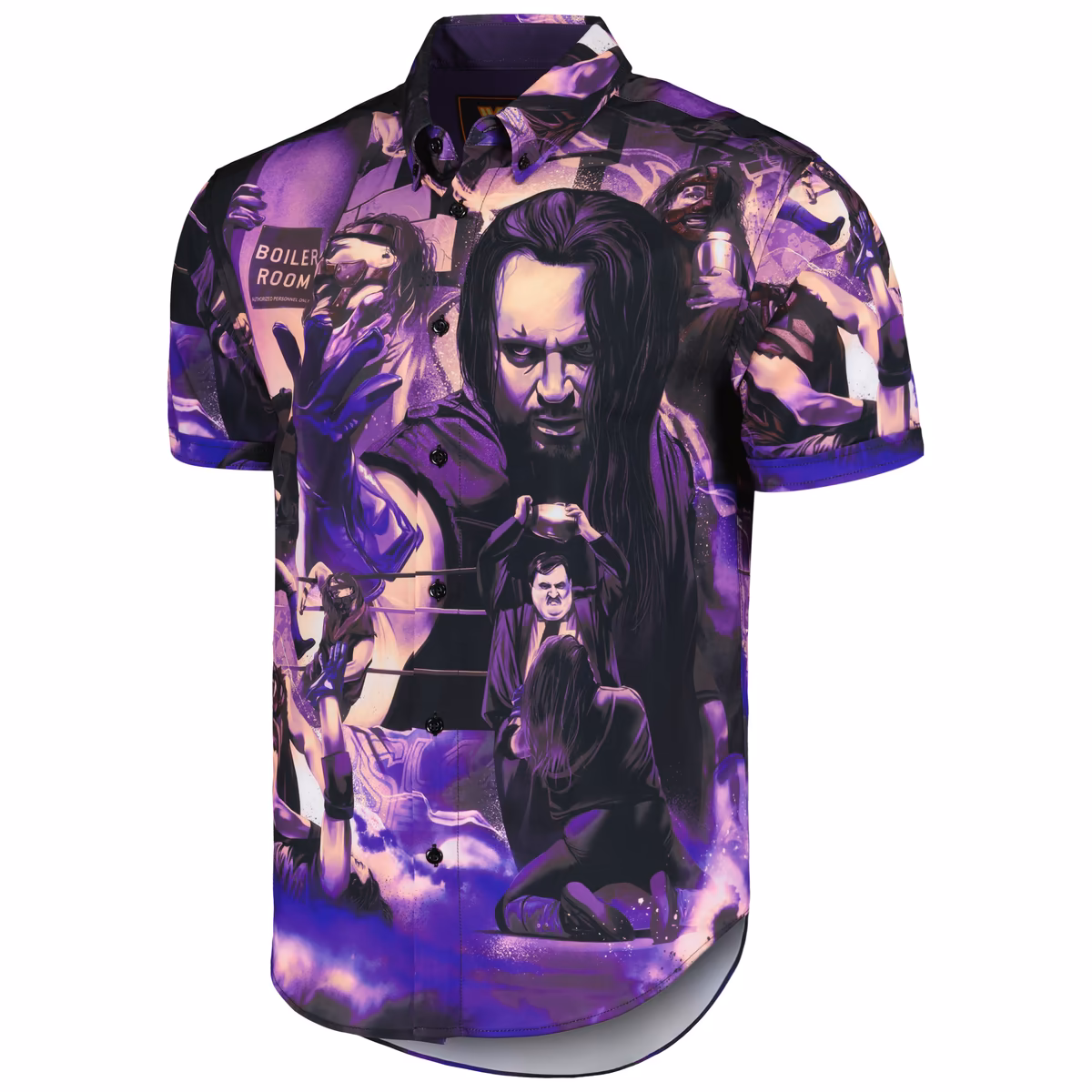 Men's RSVLTS Purple The Undertaker vs. Mankind Boiler Room Brawl KUNUFLEX Button-Down Shirt 3 Men's RSVLTS Purple The Undertaker vs. Mankind Boiler Room Brawl KUNUFLEX Button-Down Shirt