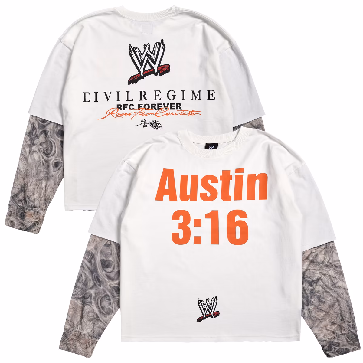 Men's Civil Regime x WWE Cream/Camo "Stone Cold" Steve Austin 3:16 Infected Long Sleeve T-Shirt 2 Men's Civil Regime x WWE Cream/Camo "Stone Cold" Steve Austin 3:16 Infected Long Sleeve T-Shirt
