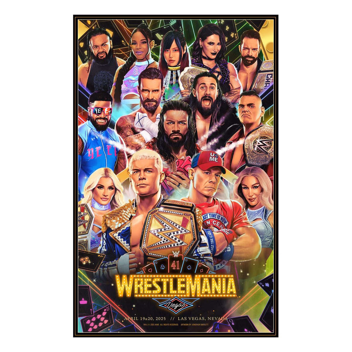 WWE WrestleMania XLI Unsigned 24" x 36" Jonathan Bartlett Art Print