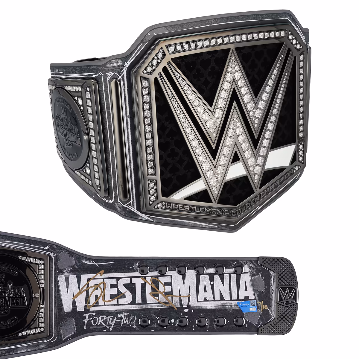 Seth Rollins & Gunther WWE Autographed WrestleMania 42 Golden Replica Title Belt - Limited Edition of 10 8 Seth Rollins & Gunther WWE Autographed WrestleMania 42 Golden Replica Title Belt - Limited Edition of 10