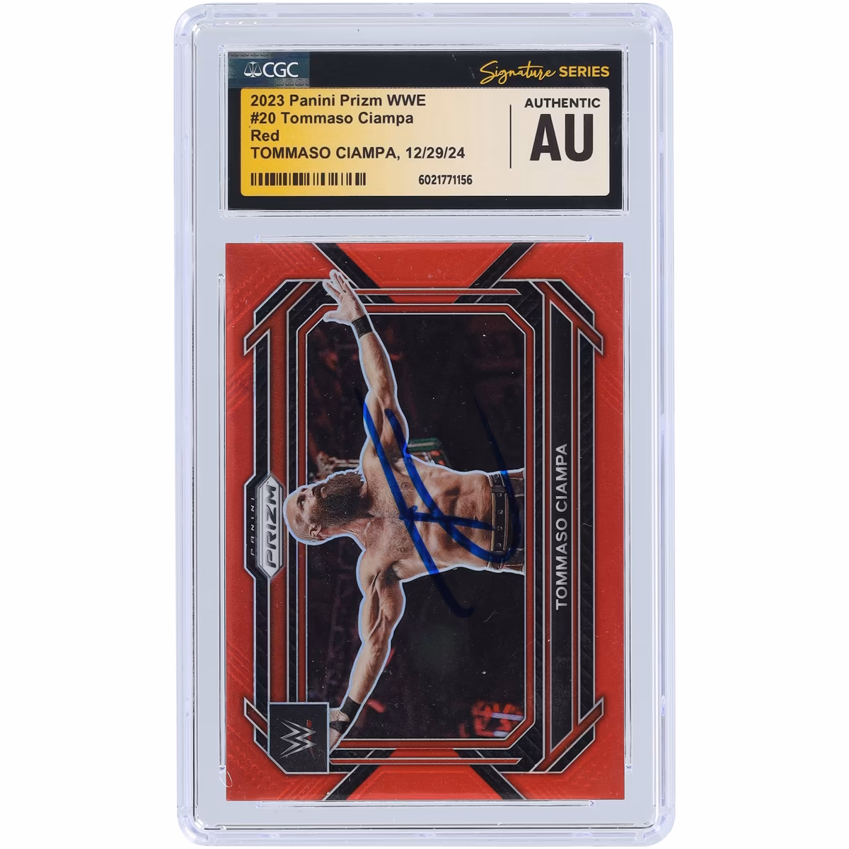Tommaso Ciampa WWE Autographed 2023 Panini Prizm Red Prizm #20 #/299 CGC Fanatics Witnessed Authenticated Card