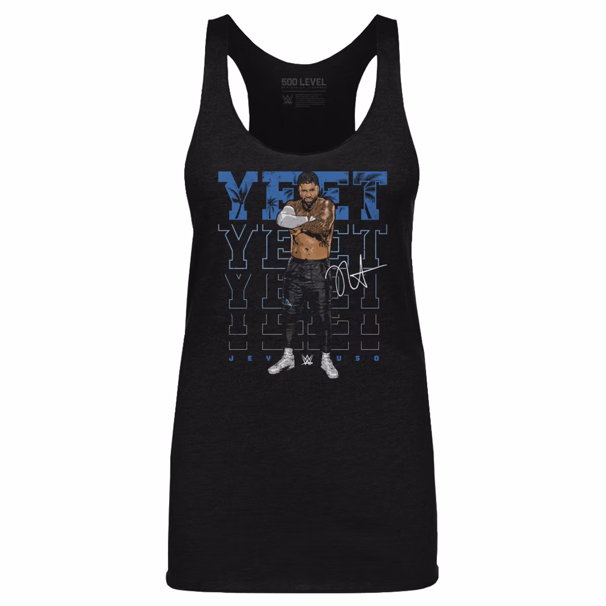 Women's 500 Level Heather Black Jey Uso Yeet Tri-Blend Tank Top 2 Women's 500 Level Heather Black Jey Uso Yeet Tri-Blend Tank Top