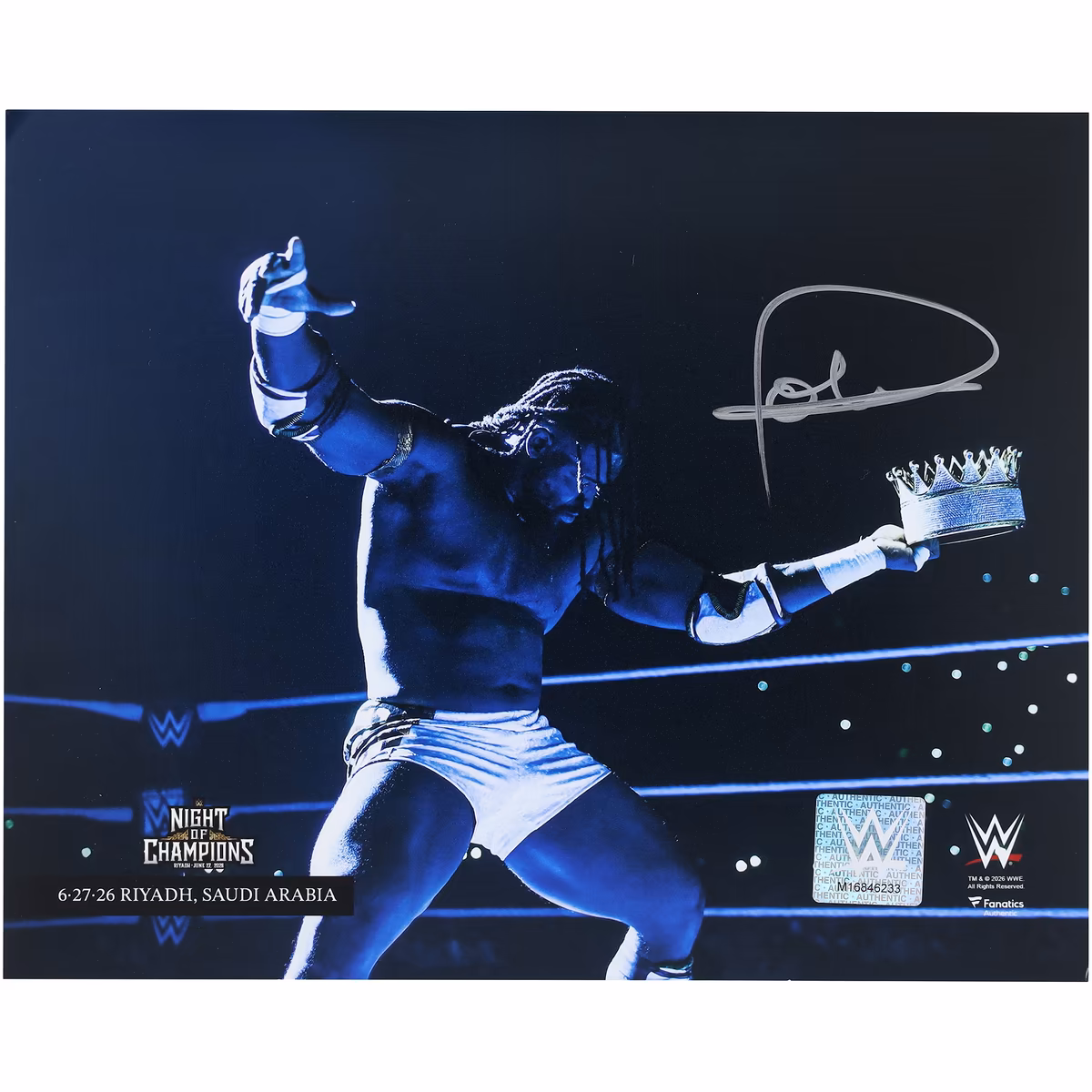 Oba Femi WWE Autographed 8" x 10" 2026 King of the Ring Celebration In Spotlight Photograph 1 Oba Femi WWE Autographed 8" x 10" 2026 King of the Ring Celebration In Spotlight Photograph