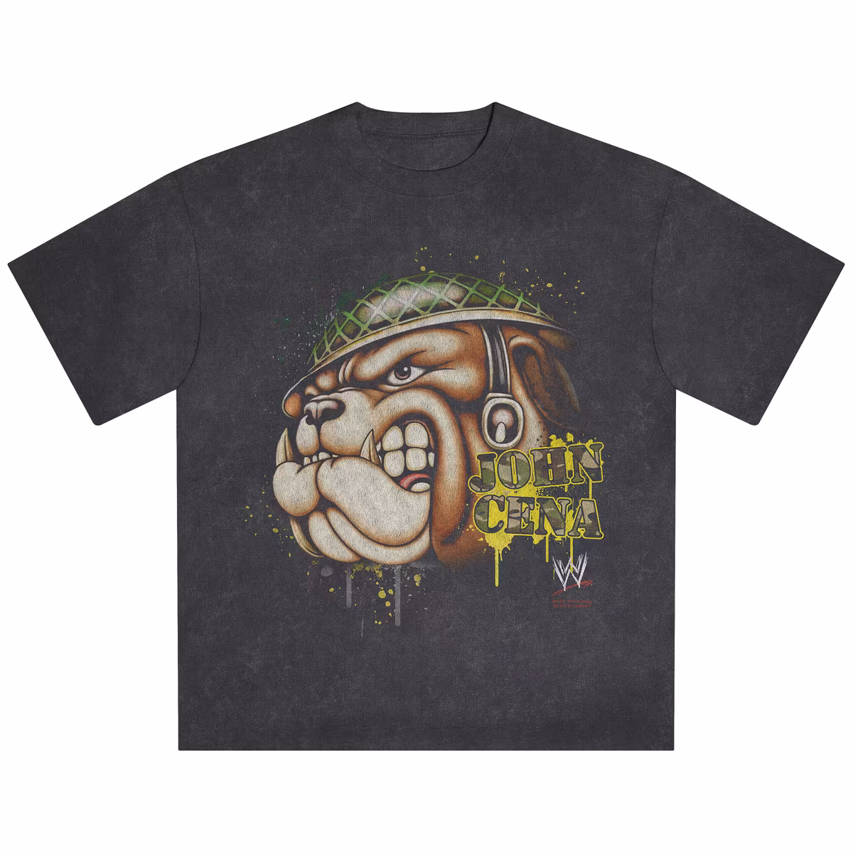 Men's Black John Cena Snow Wash Bulldog Boxy T-Shirt 14 Men's Black John Cena Snow Wash Bulldog Boxy T-Shirt
