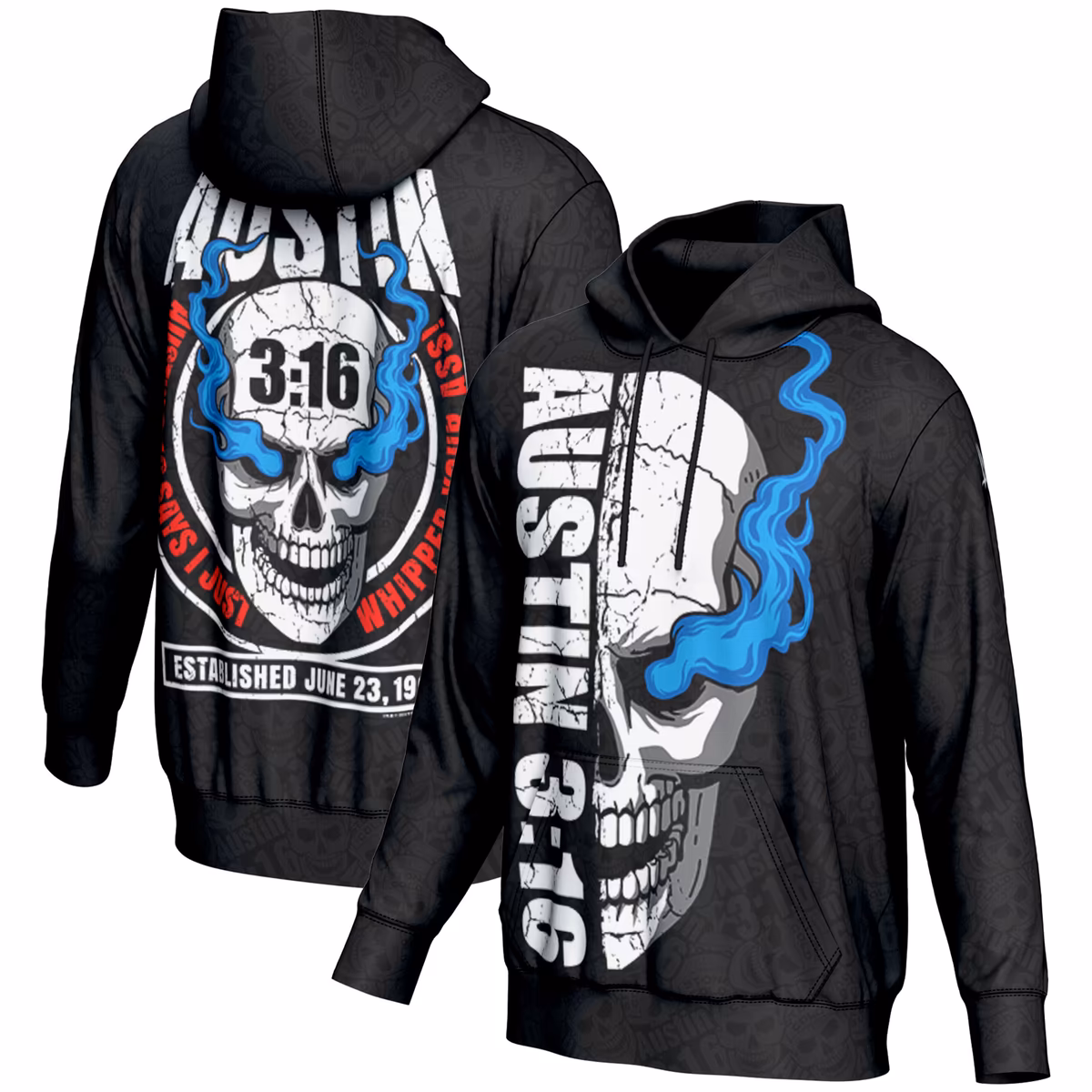 Men's ProSphere Black "Stone Cold" Steve Austin 3:16 Skull Pullover Hoodie 8 Men's ProSphere Black "Stone Cold" Steve Austin 3:16 Skull Pullover Hoodie