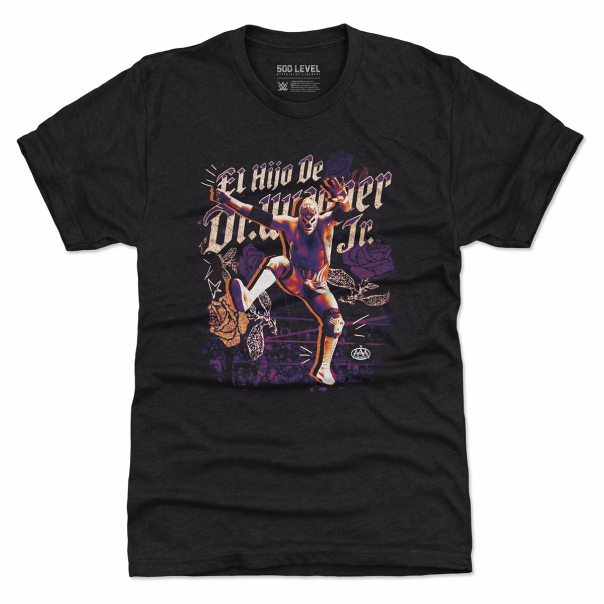 Men's 500 Level Black El Hijo de Dr. Wagner Jr. Poster Premium Tri-Blend T-Shirt