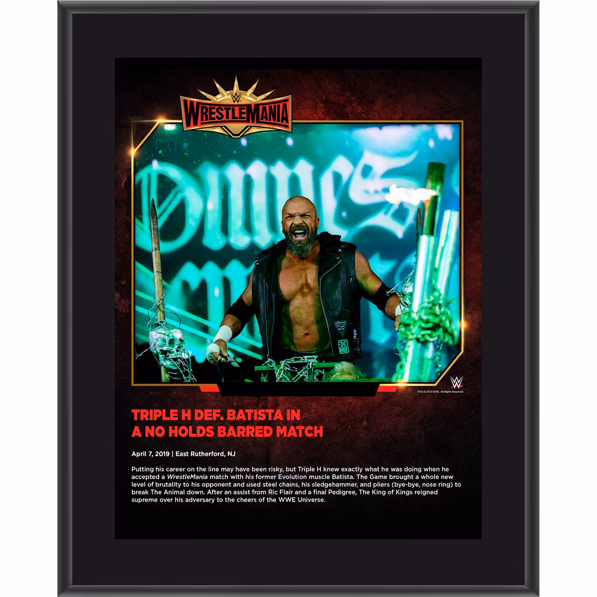 Triple H WWE Framed 10.5" x 13" WrestleMania 35 Sublimated Plaque