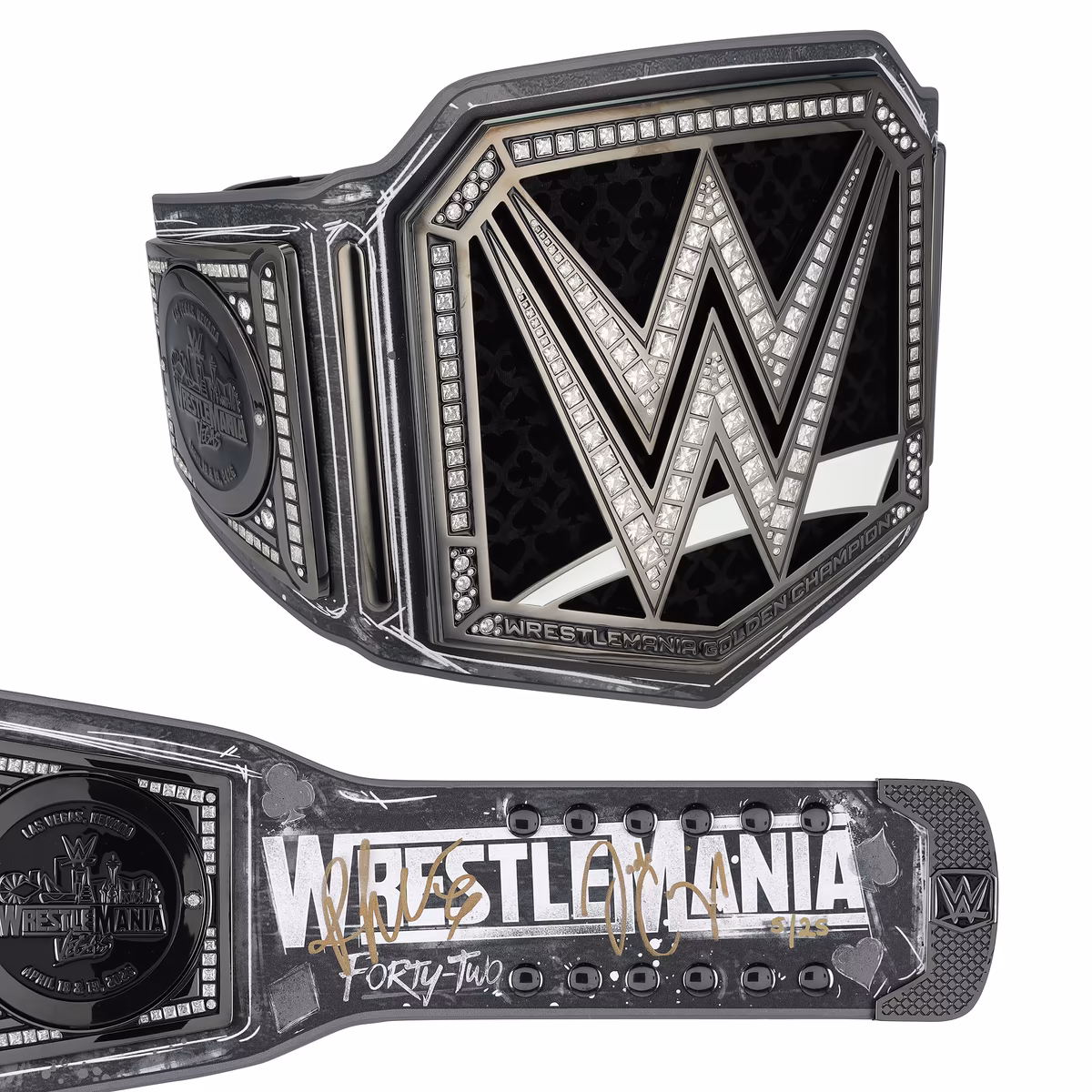 Jade Cargill & Rhea Ripley WWE Autographed WrestleMania 42 Golden Replica Title Belt - Limited Edition of 25