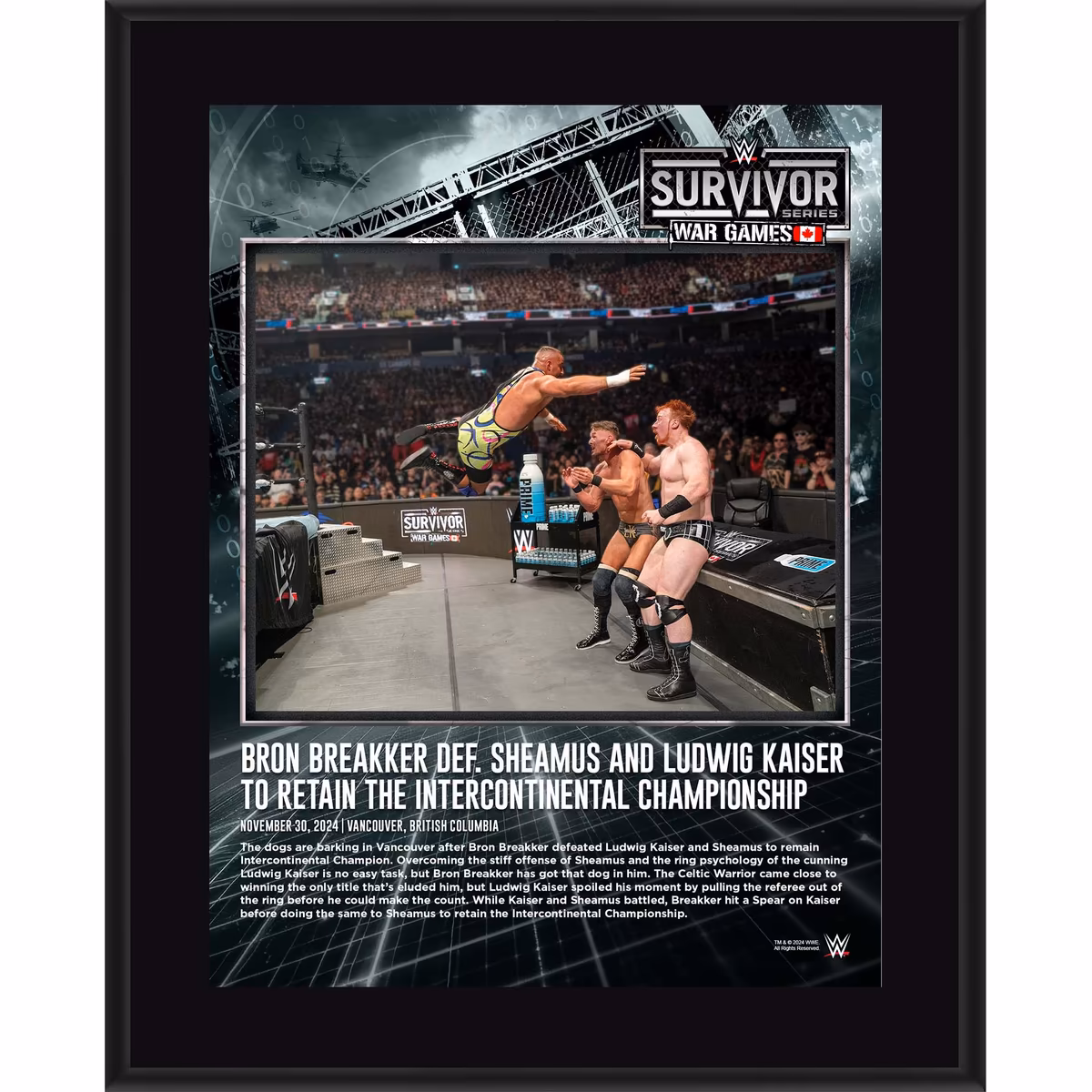 Bron Breakker WWE 10.5" x 13" 2024 Survivor Series: WarGames Sublimated Plaque 1 Bron Breakker WWE 10.5" x 13" 2024 Survivor Series: WarGames Sublimated Plaque