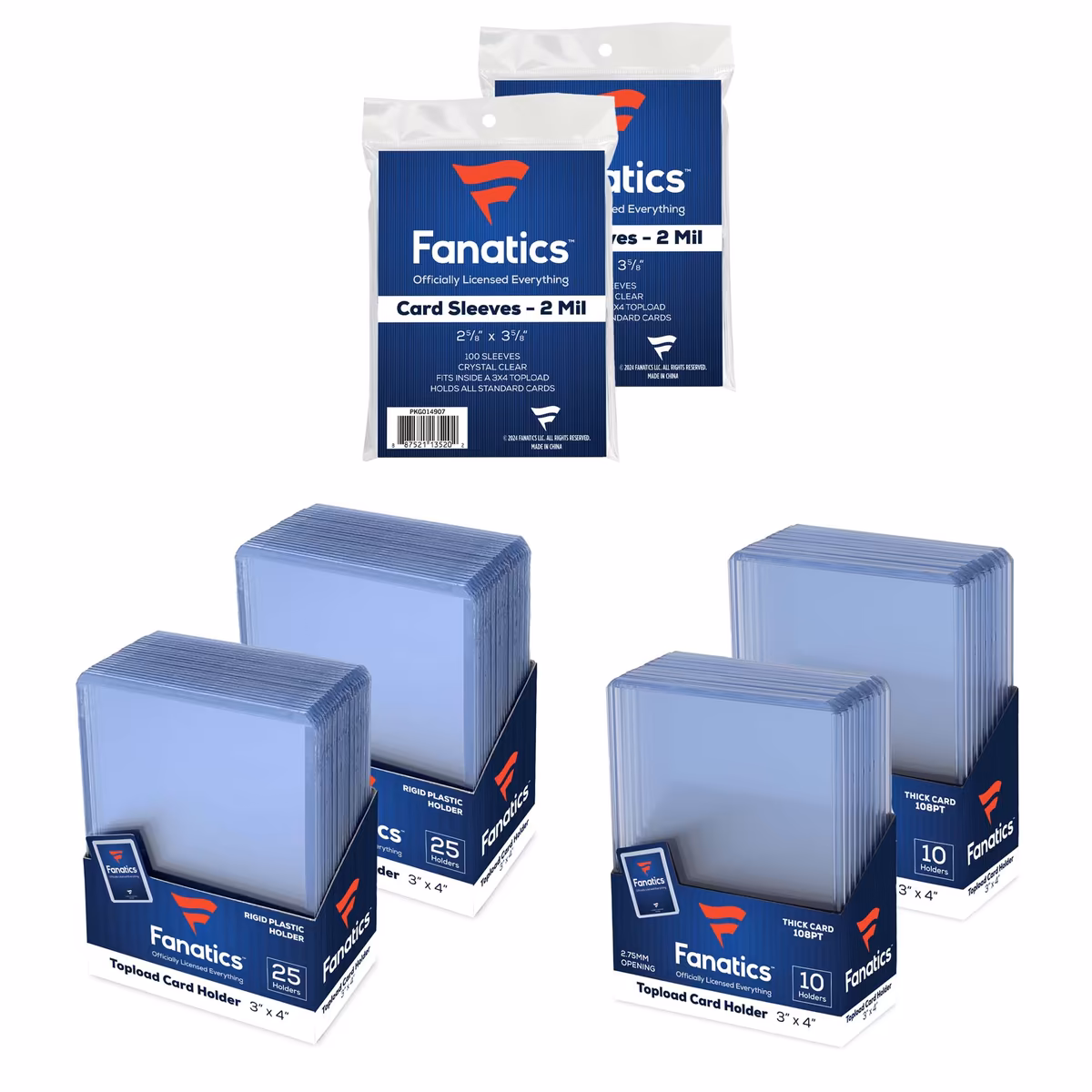 Fanatics Collector Bundle - 50 Top Loader 35pt, 20 Top Loader 108pt & 200 Soft Sleeves 3 Fanatics Collector Bundle - 50 Top Loader 35pt, 20 Top Loader 108pt & 200 Soft Sleeves