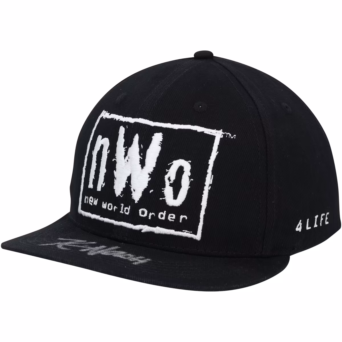 Kevin Nash WWE Autographed Black/White NWO 4 Life Snapback Cap