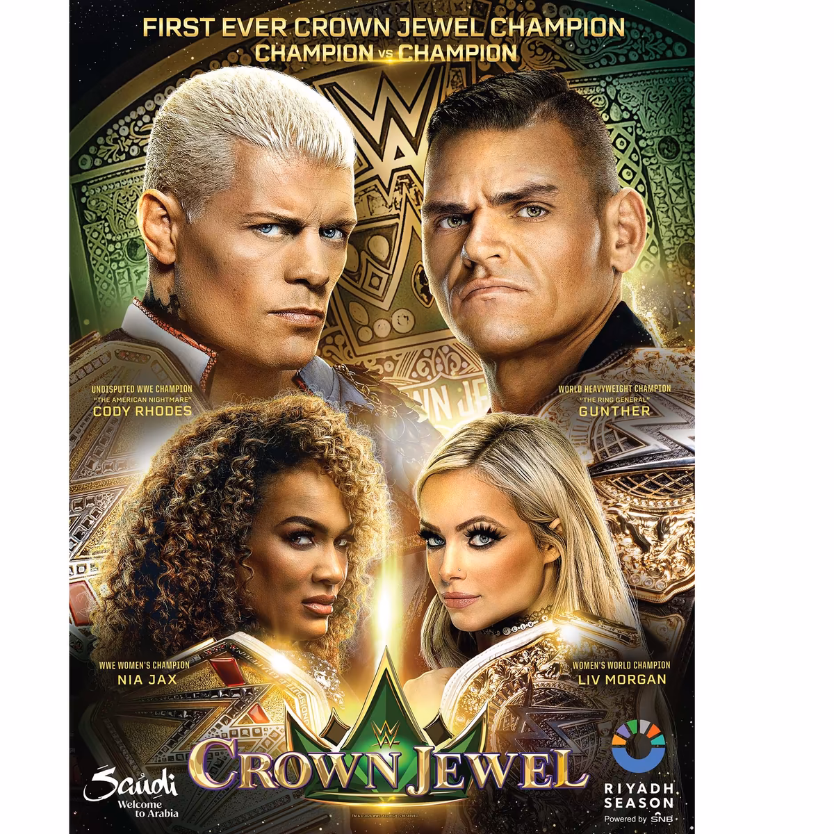 2024 WWE Crown Jewel 18" x 24" Event Poster Art Photograph