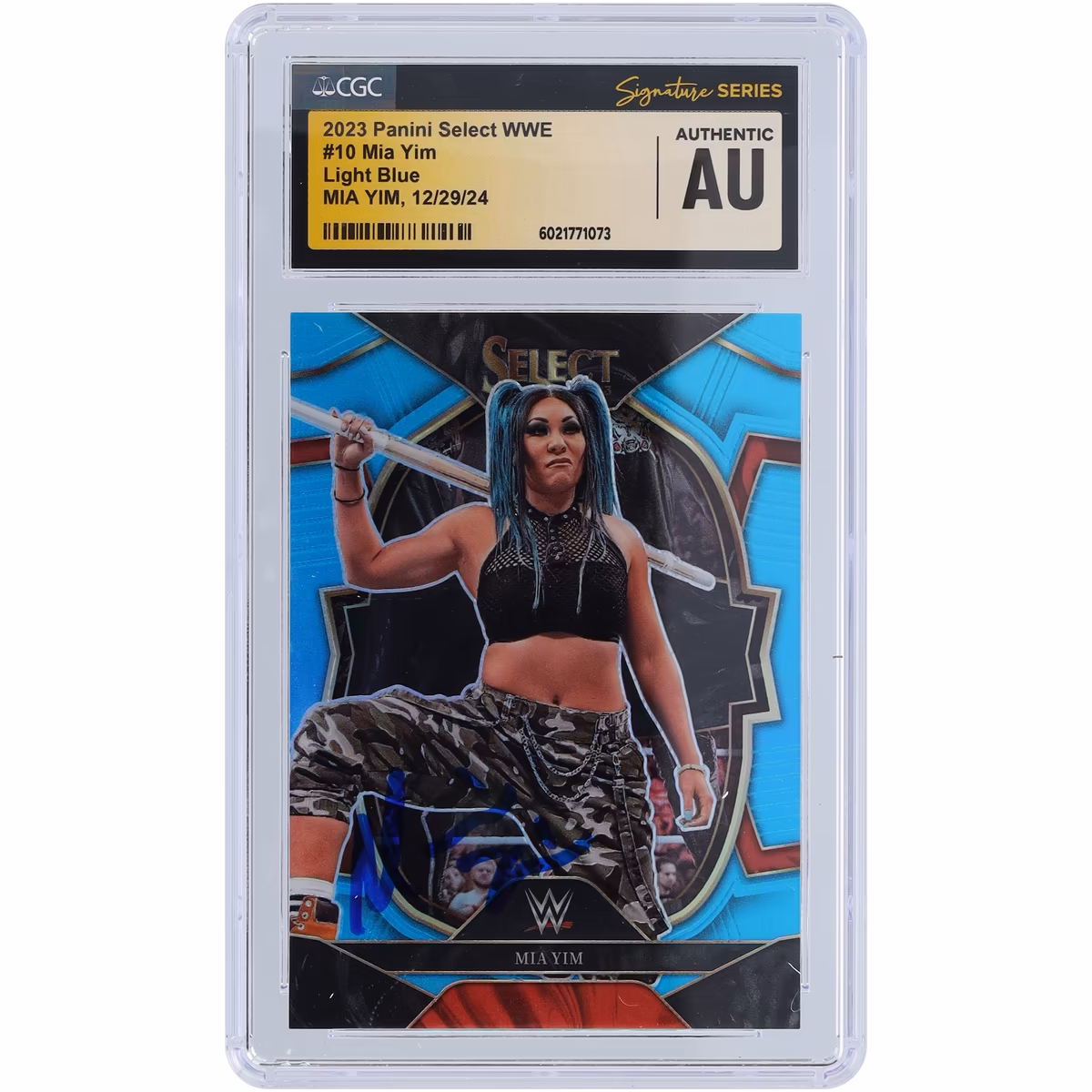 Mia Yim WWE Autographed 2023 Panini Select Light Blue Prizm #10 #/249 CGC Fanatics Witnessed Authenticated Card 8 Mia Yim WWE Autographed 2023 Panini Select Light Blue Prizm #10 #/249 CGC Fanatics Witnessed Authenticated Card
