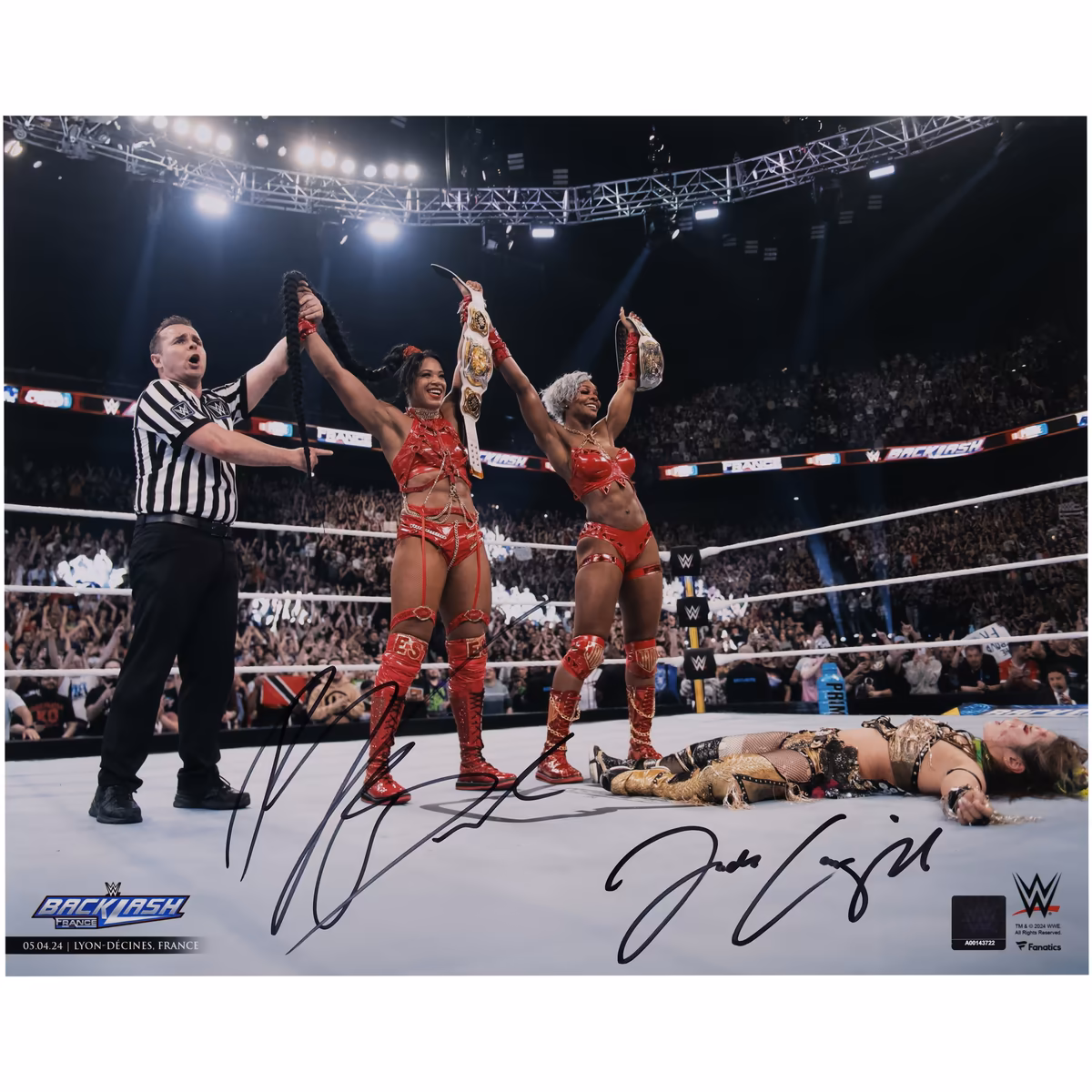 Bianca Belair & Jade Cargill WWE Autographed 16" x 20" 2024 Backlash Raising Titles Photograph