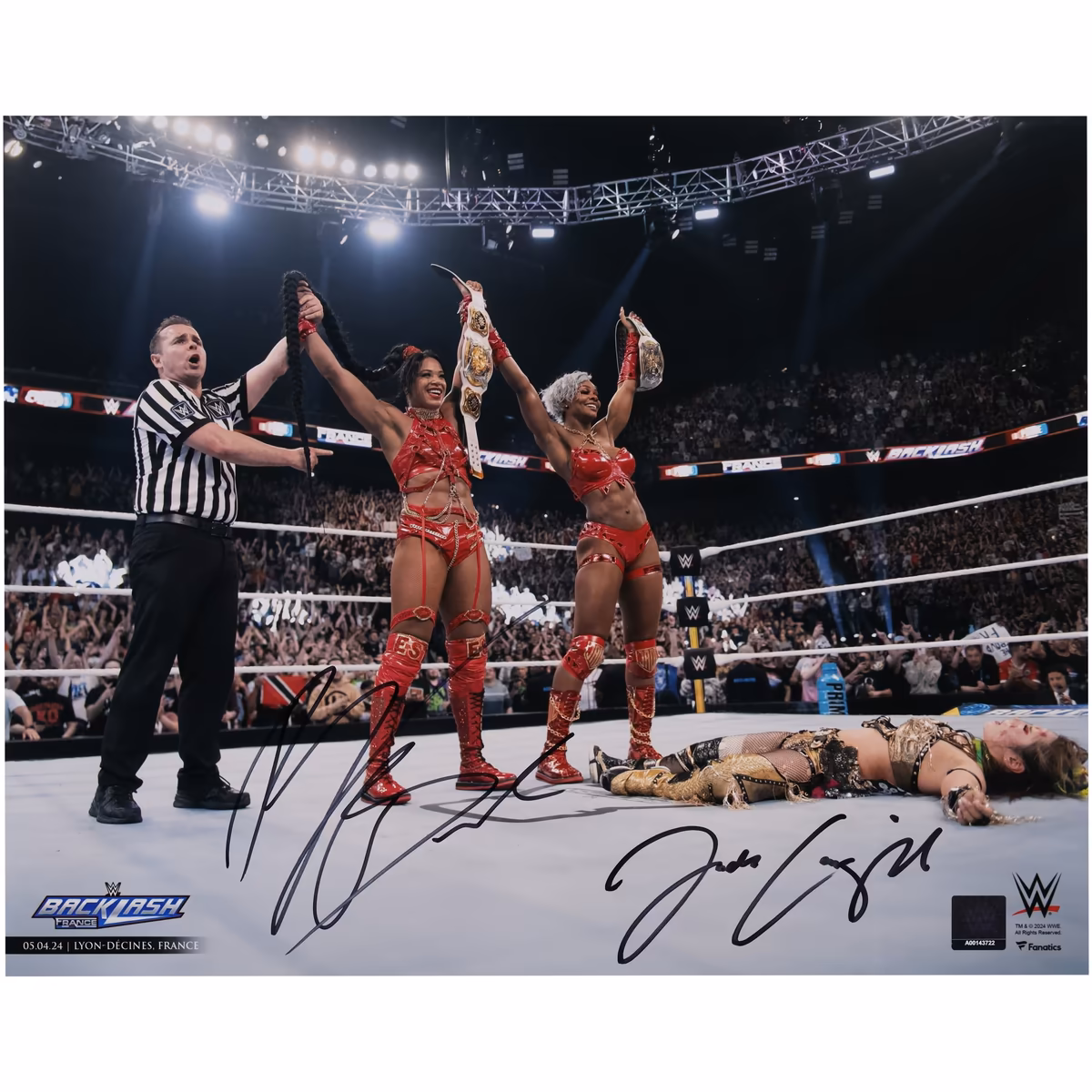 Bianca Belair & Jade Cargill WWE Autographed 16" x 20" 2024 Backlash Raising Titles Photograph