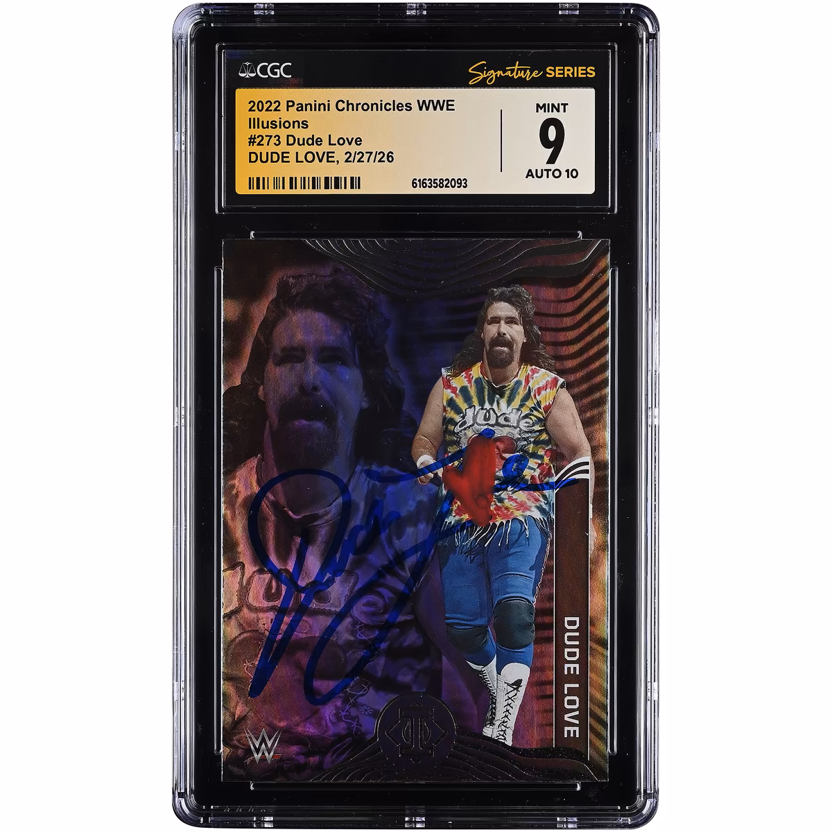 Dude Love WWE Autographed 2022 Panini Chronicles WWE Illusions #273 CGC Authenticated 9/10 Card