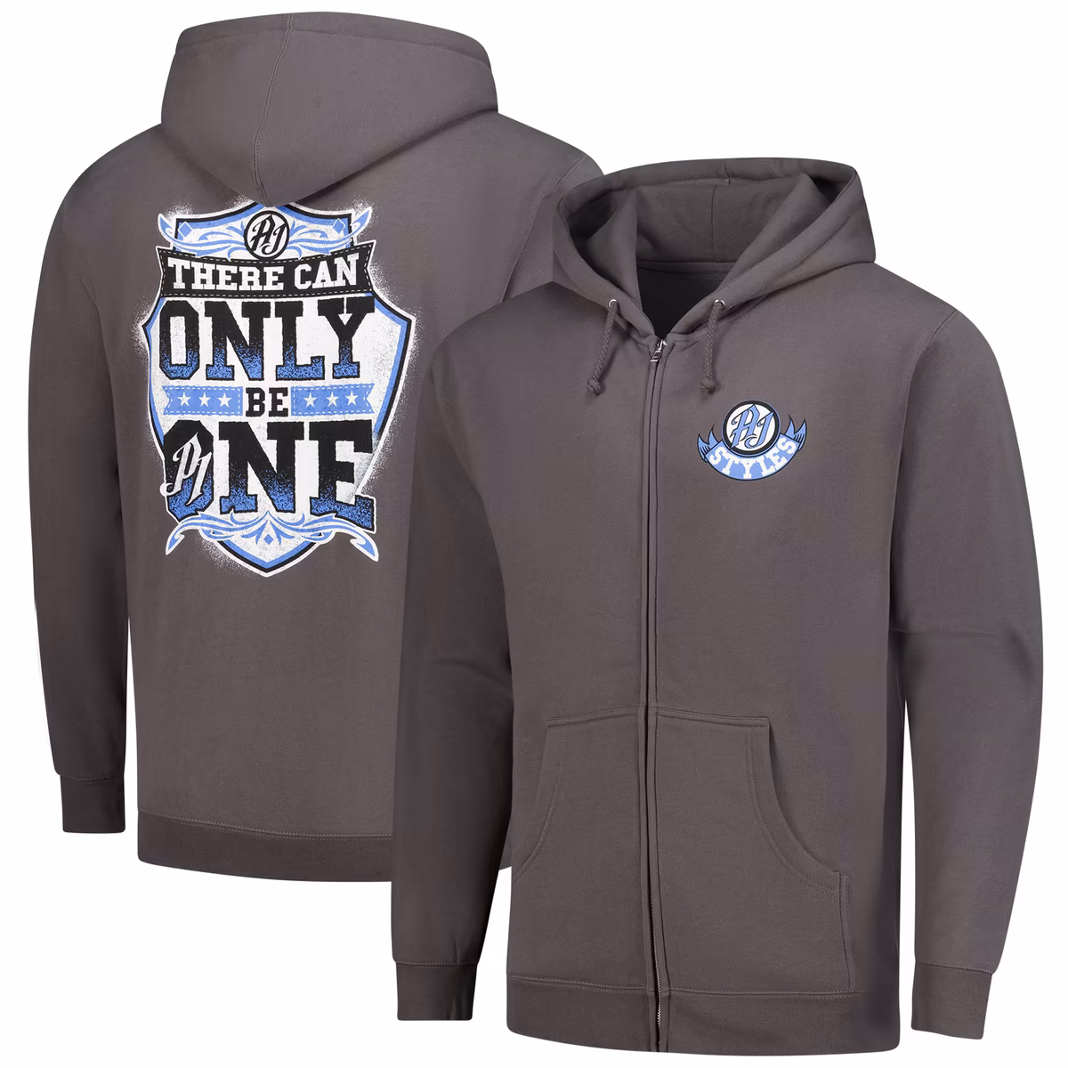 Men's Gray AJ Styles There Can Only Be One Full-Zip Hoodie 6 Men's Gray AJ Styles There Can Only Be One Full-Zip Hoodie