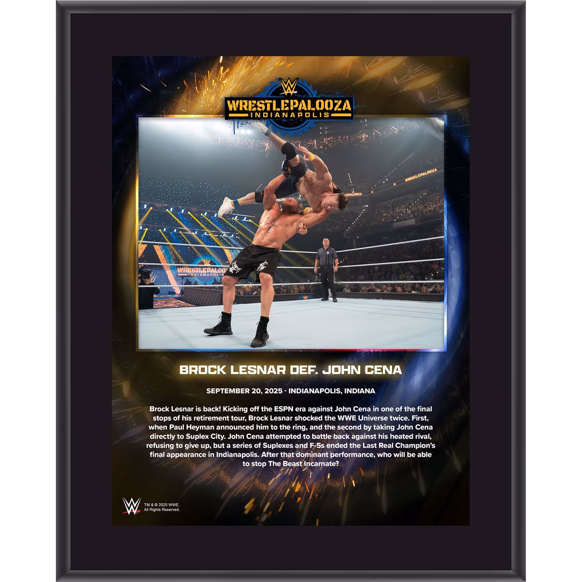 Brock Lesnar WWE 10.5" x 13" Wrestlepalooza 2025 Sublimated Plaque