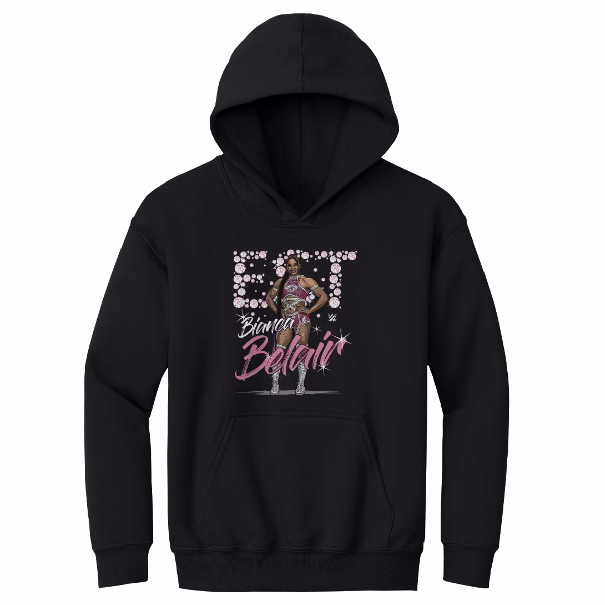 Youth 500 Level  Black Bianca Belair Pose Pullover Hoodie