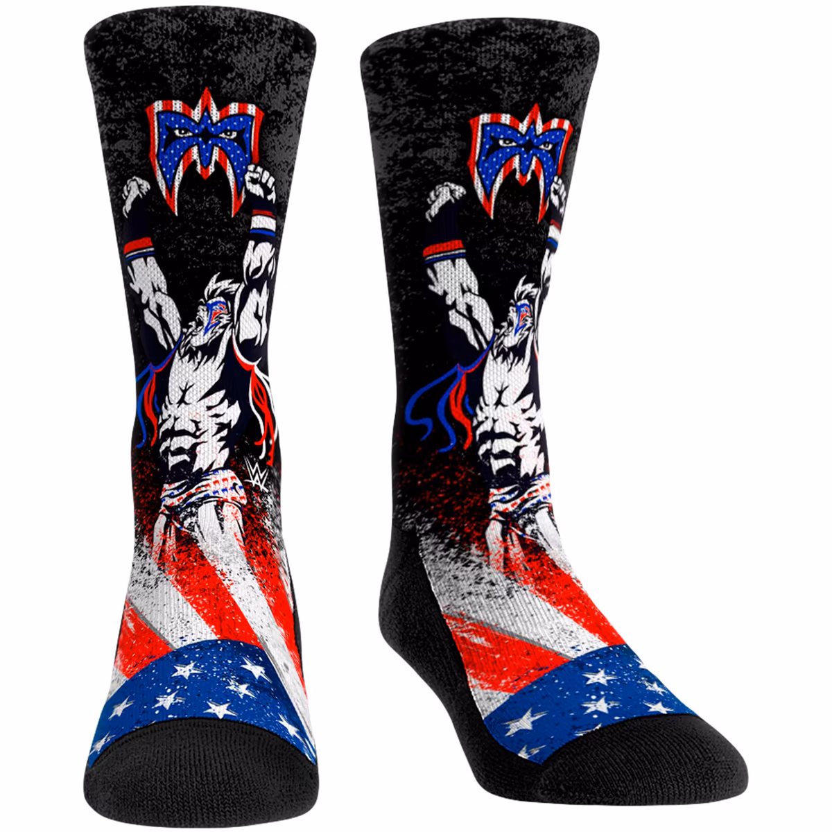 Unisex Rock Em  Black The Ultimate Warrior Superstar USA Crew Socks
