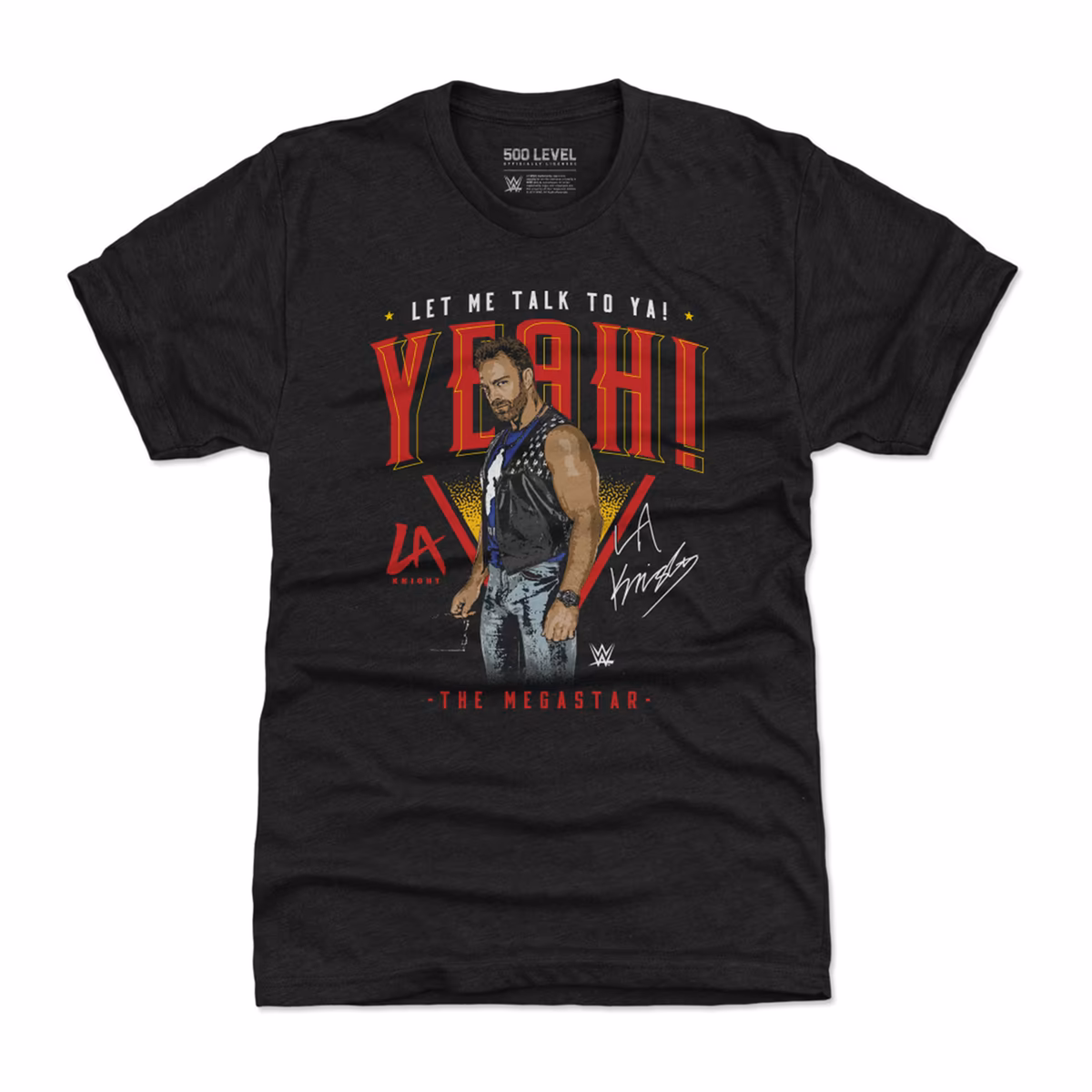 Men's 500 Level Heather Black LA Knight The Megastar Premium T-Shirt 3 Men's 500 Level Heather Black LA Knight The Megastar Premium T-Shirt