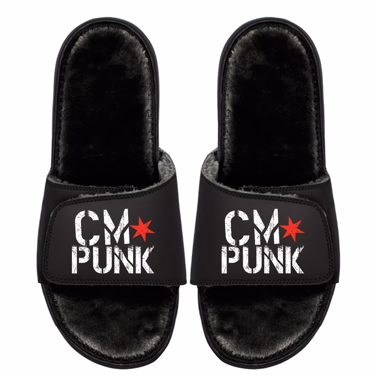 Youth ISlide Black CM Punk Fur Wordmark Slide Sandals 14 Youth ISlide Black CM Punk Fur Wordmark Slide Sandals