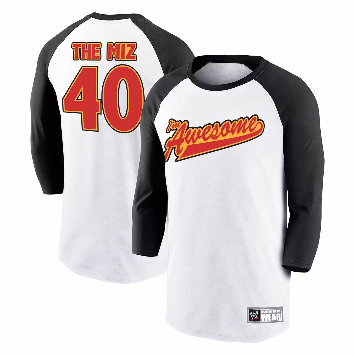 Men's White/Black The Miz WWE I'm Awesome Retro 3/4-Sleeve Raglan T-Shirt